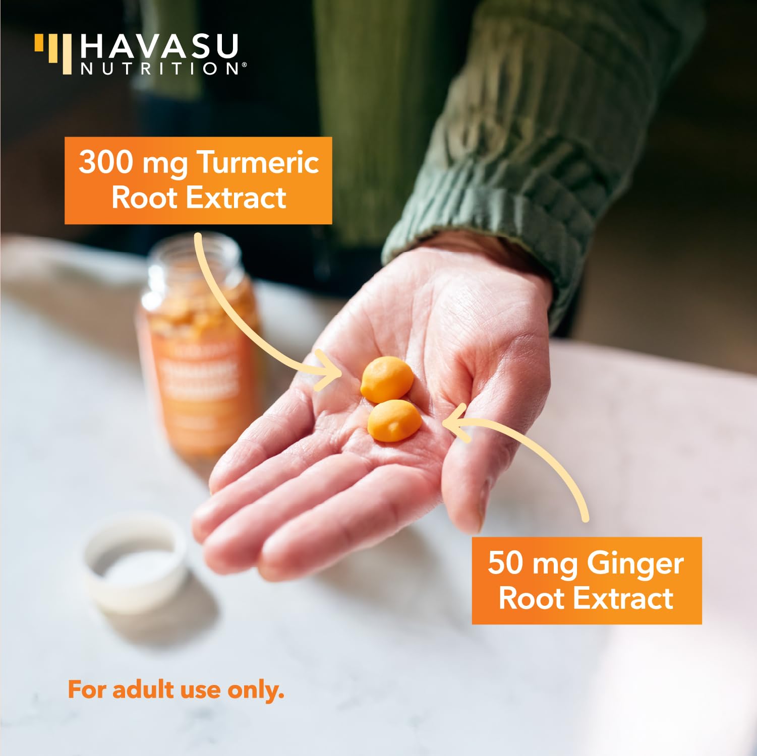 Emballage des gummies HAVASU Curcuma Gingembre, présentation claire et attrayante