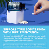 Capsules DHEA 50 mg prêt à l'emploi, dosage indiqué sur l'étiquette