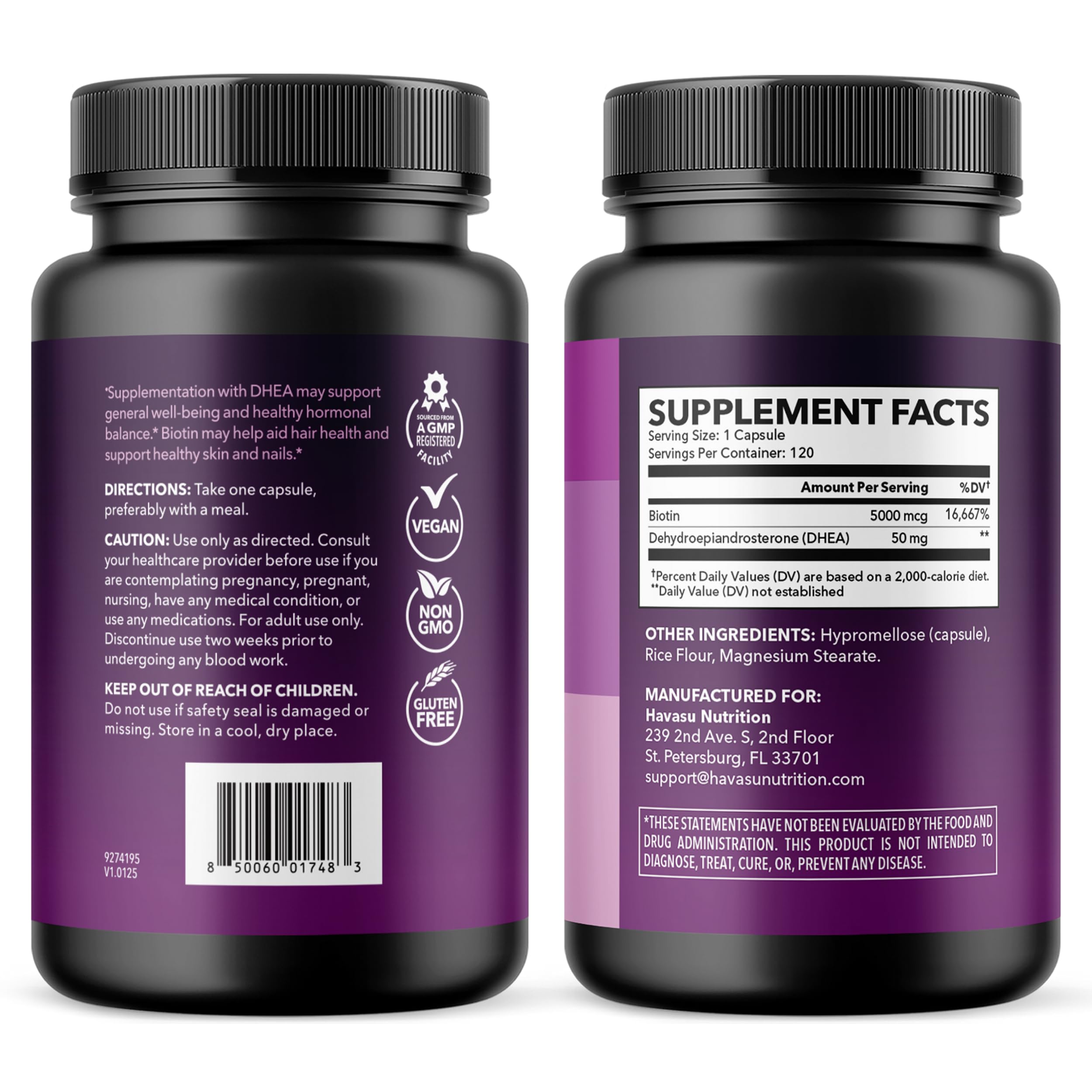 Emballage DHEA Biotine Havasu – 4 mois d'utilisation.