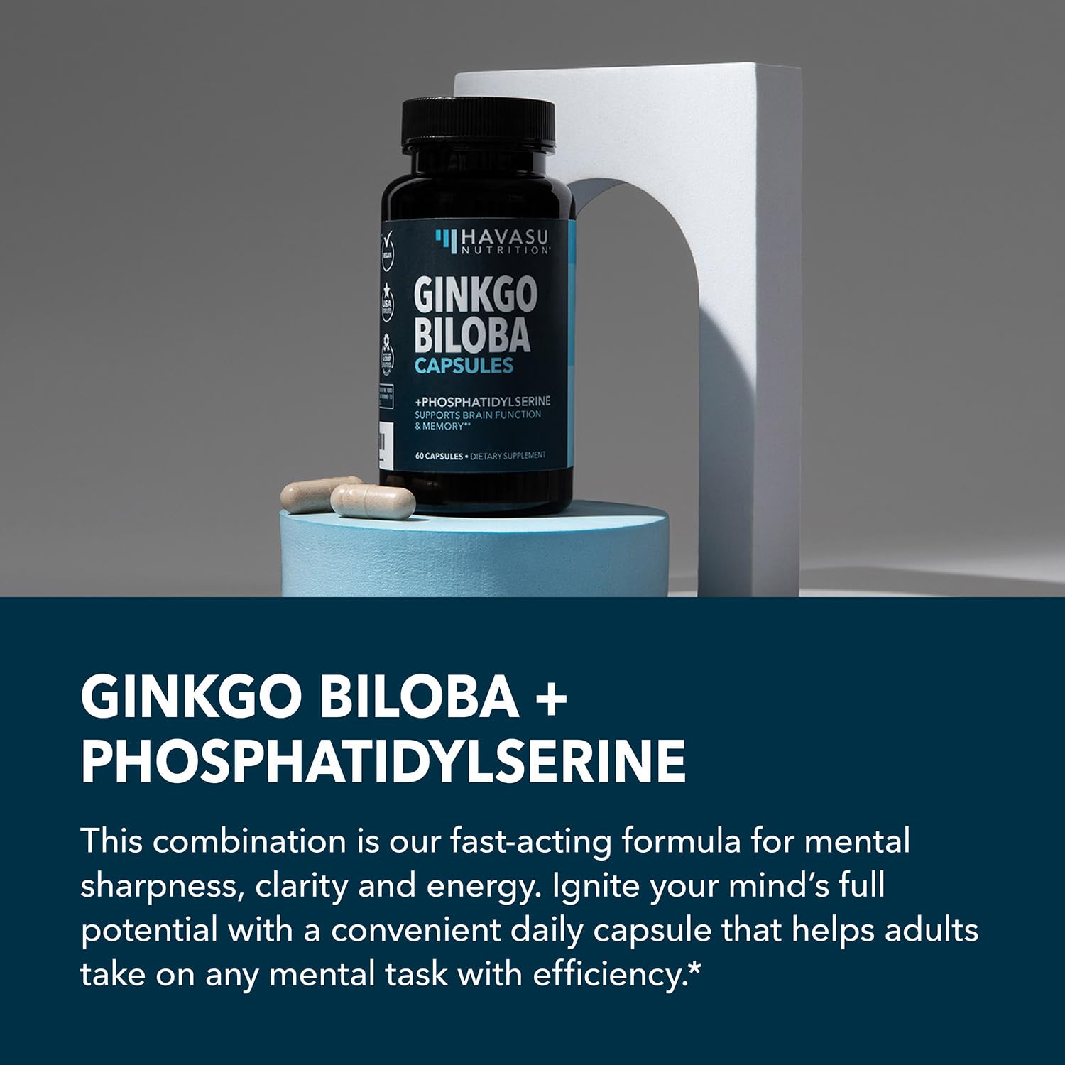 HAVASU Ginkgo Biloba 120mg – dosage capsules, pratique pour une routine quotidienne.