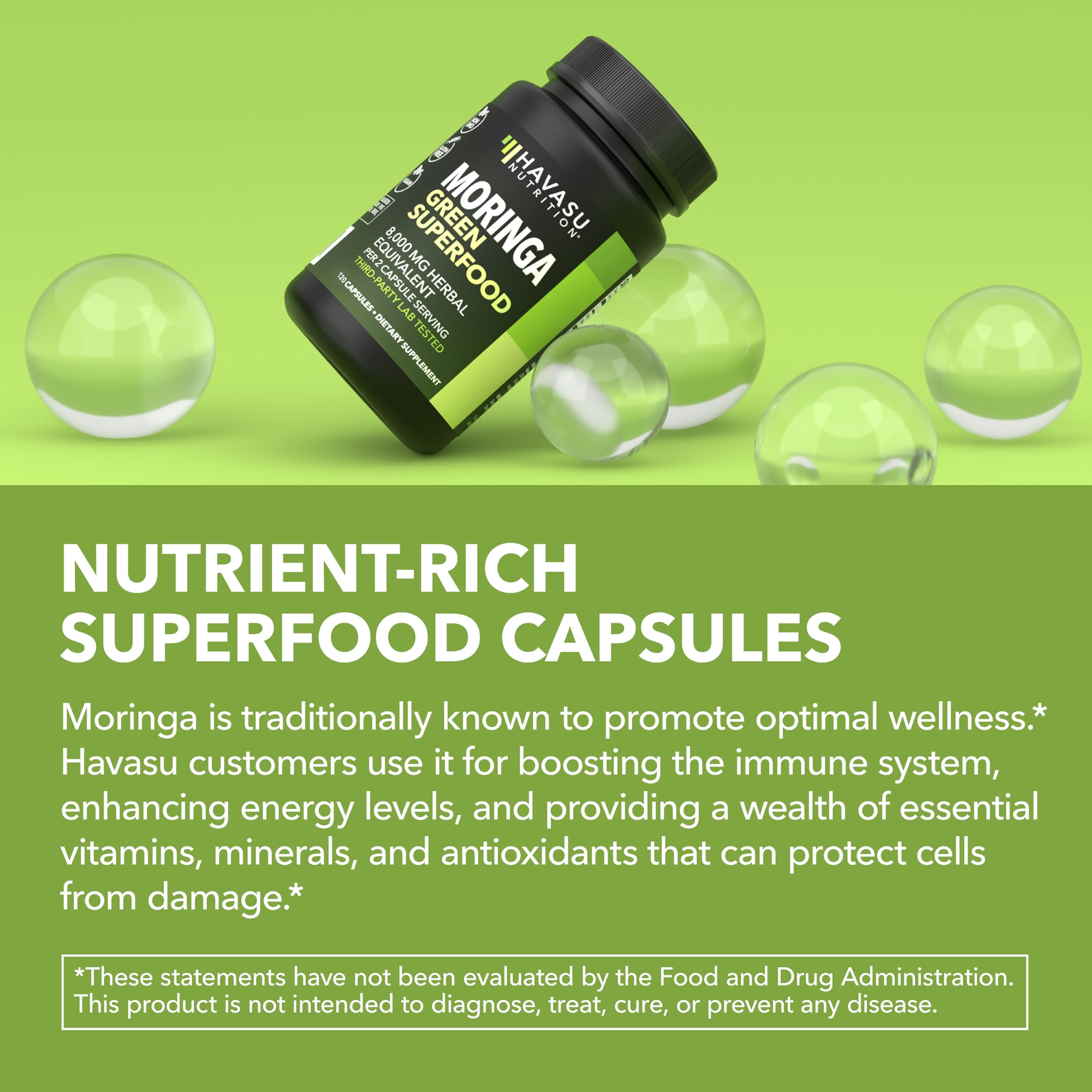 Havasu Moringa: antioxydants potentiels contenus dans chaque gélule.