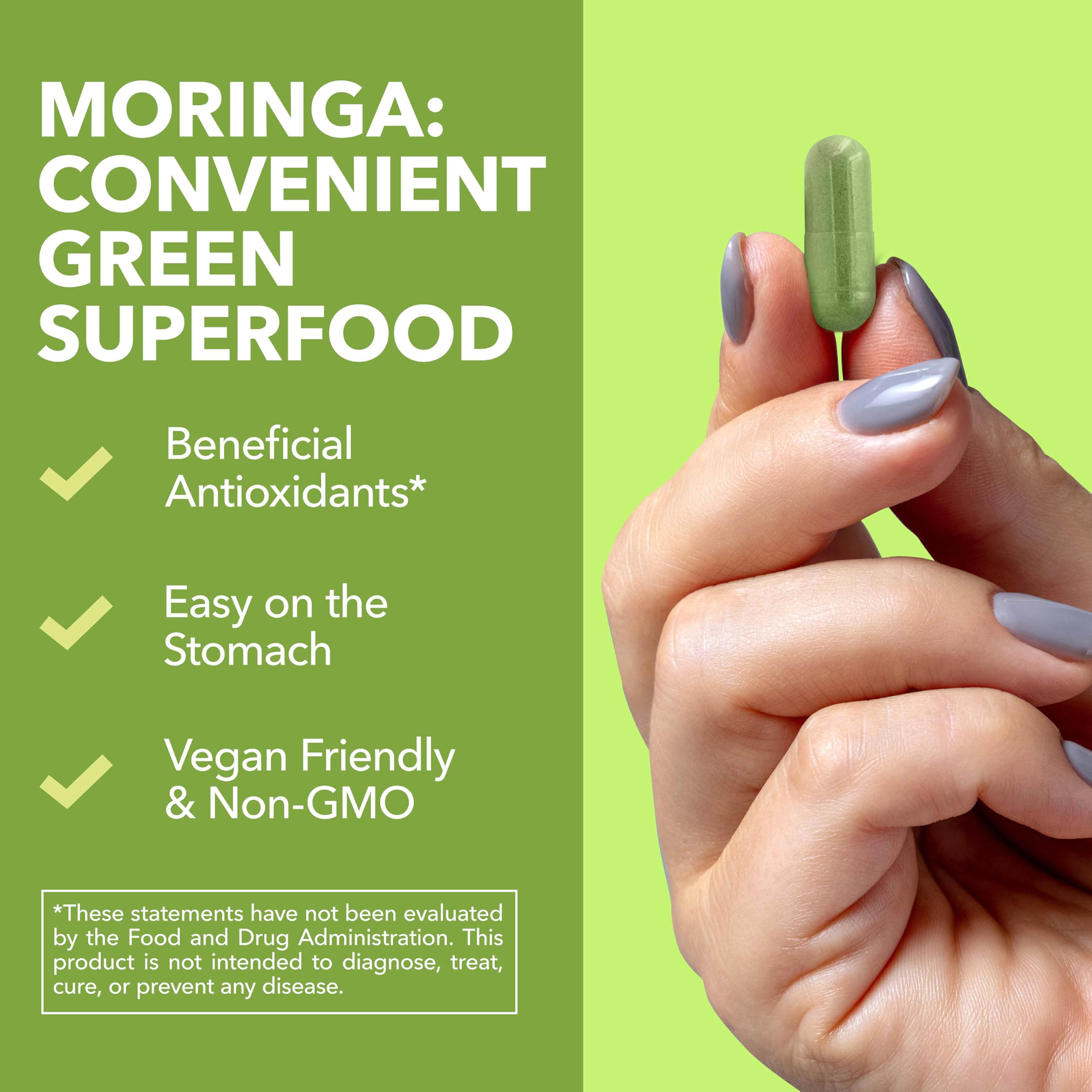 Gélules Havasu Moringa véganes, sans OGM et sans gluten.