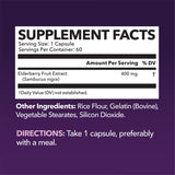 Capsules Sureau noir HAVASU NUTRITION, bouteille 400 mg, antioxydants pour la défense naturelle.