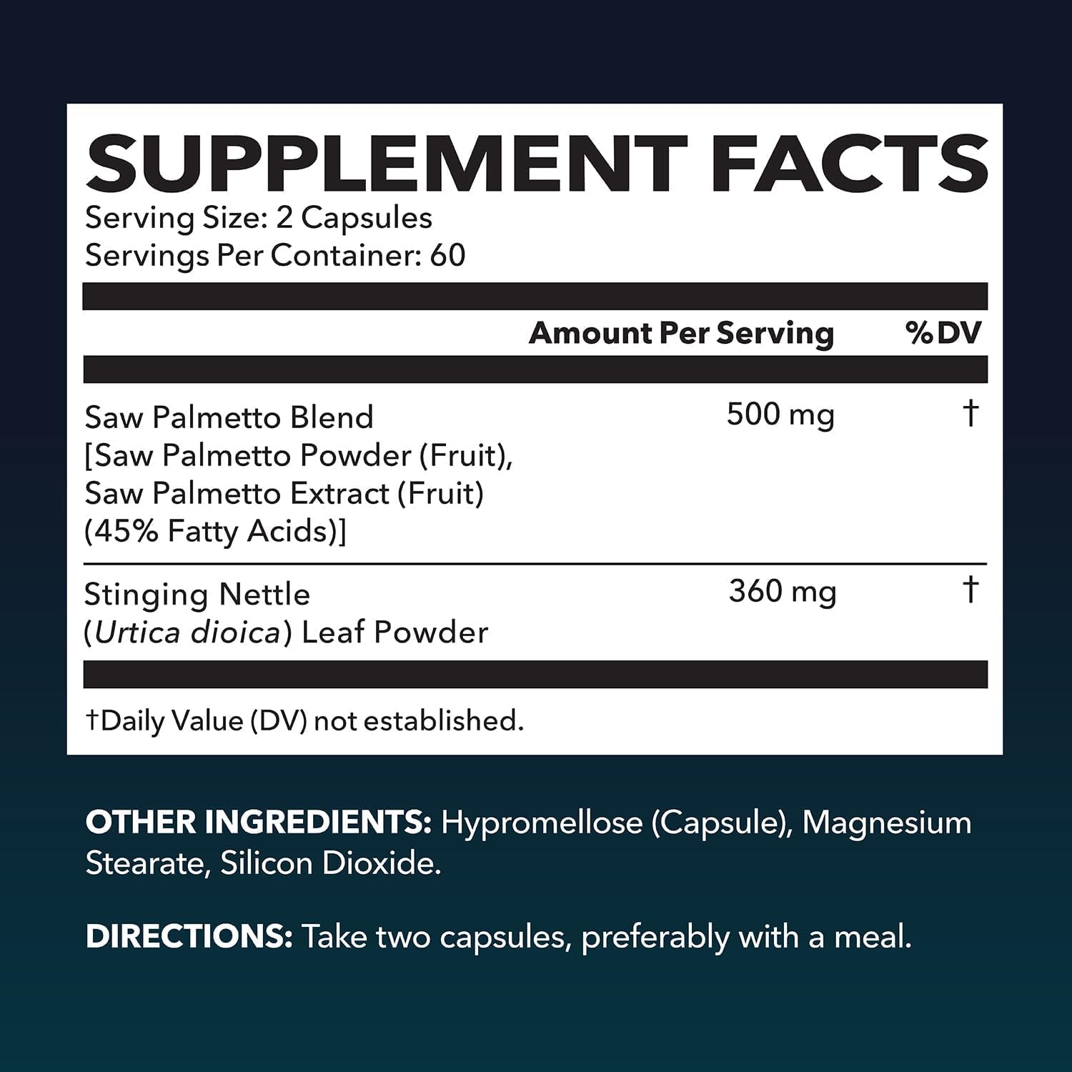 Bouteille HAVASU NUTRITION Saw Palmetto et Ortie, format pratique