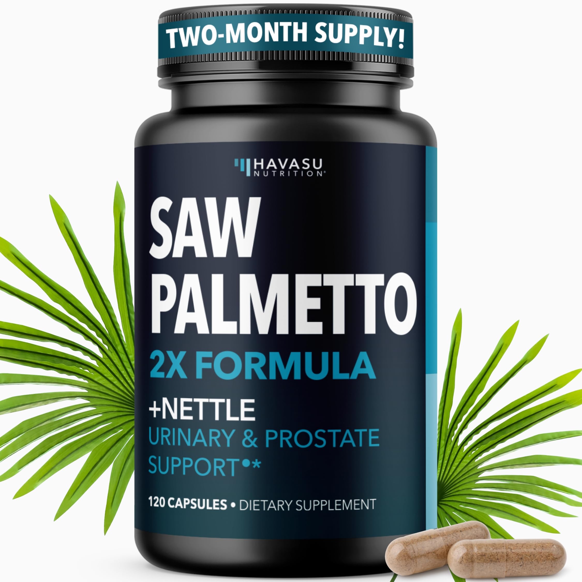 Capsules HAVASU NUTRITION Saw Palmetto et Ortie, soutien prostate potentiel