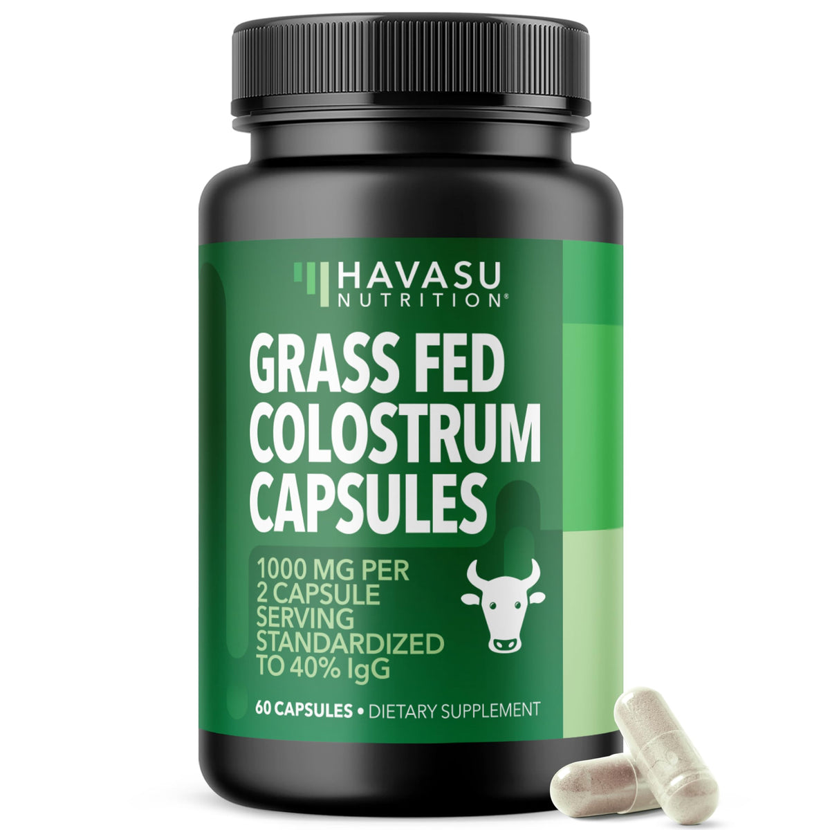 HAVASU NUTRITION Colostrum bovin en bouteille de 60 gélules, soutien immunitaire potentiel