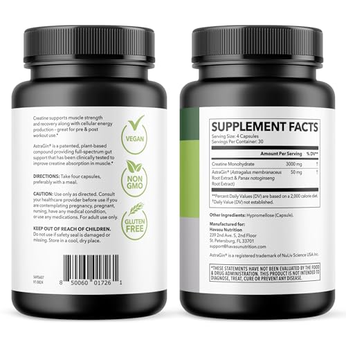 Conseils d'utilisation simples, capsules HAVASU NUTRITION pour s'entraîner.