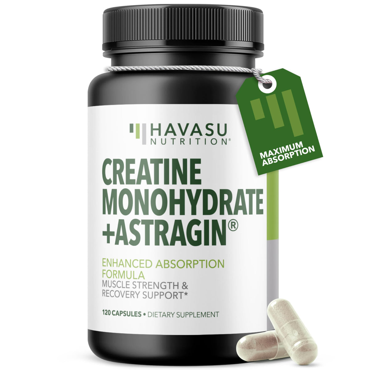 Capsules HAVASU NUTRITION dans l'emballage, énergie durable pour l'entraînement.