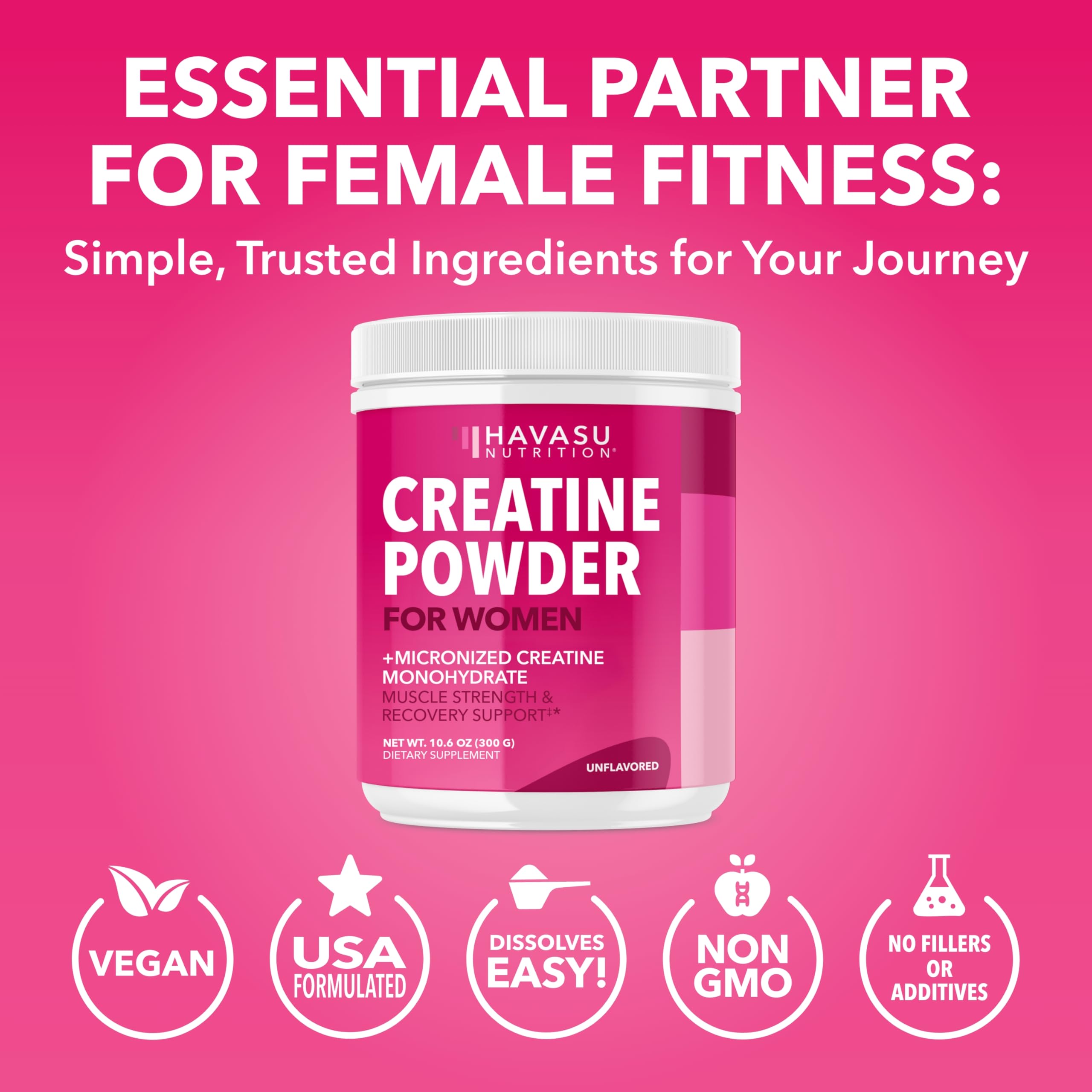HAVASU NUTRITION Créatine pour femmes — récupération rapide entre séances d'entraînement.