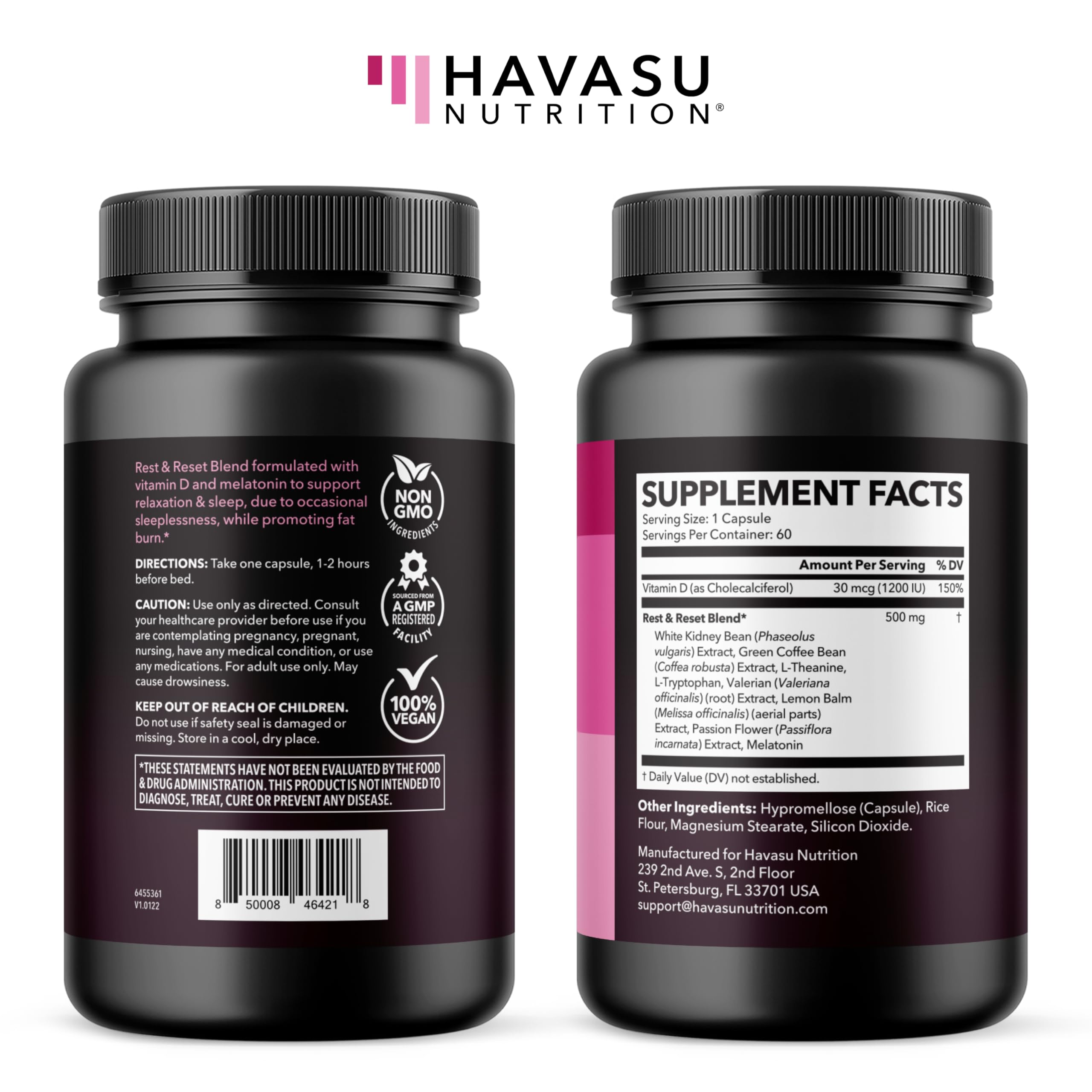 HAVASU NUTRITION emballage nocturne – boîte pratique pour deux mois.