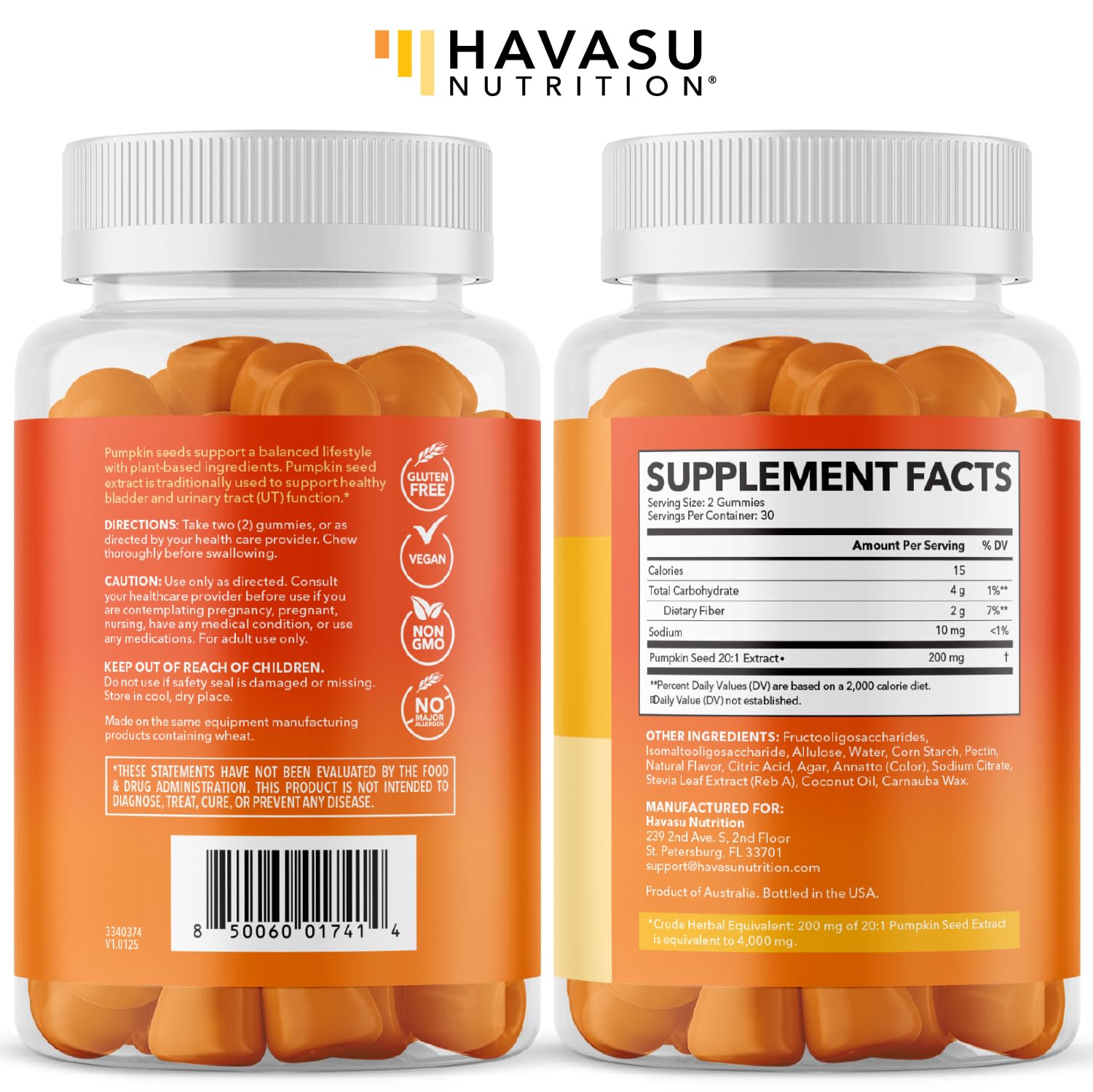 Gommes HAVASU NUTRITION dans un sac, idéal pour les déplacements.