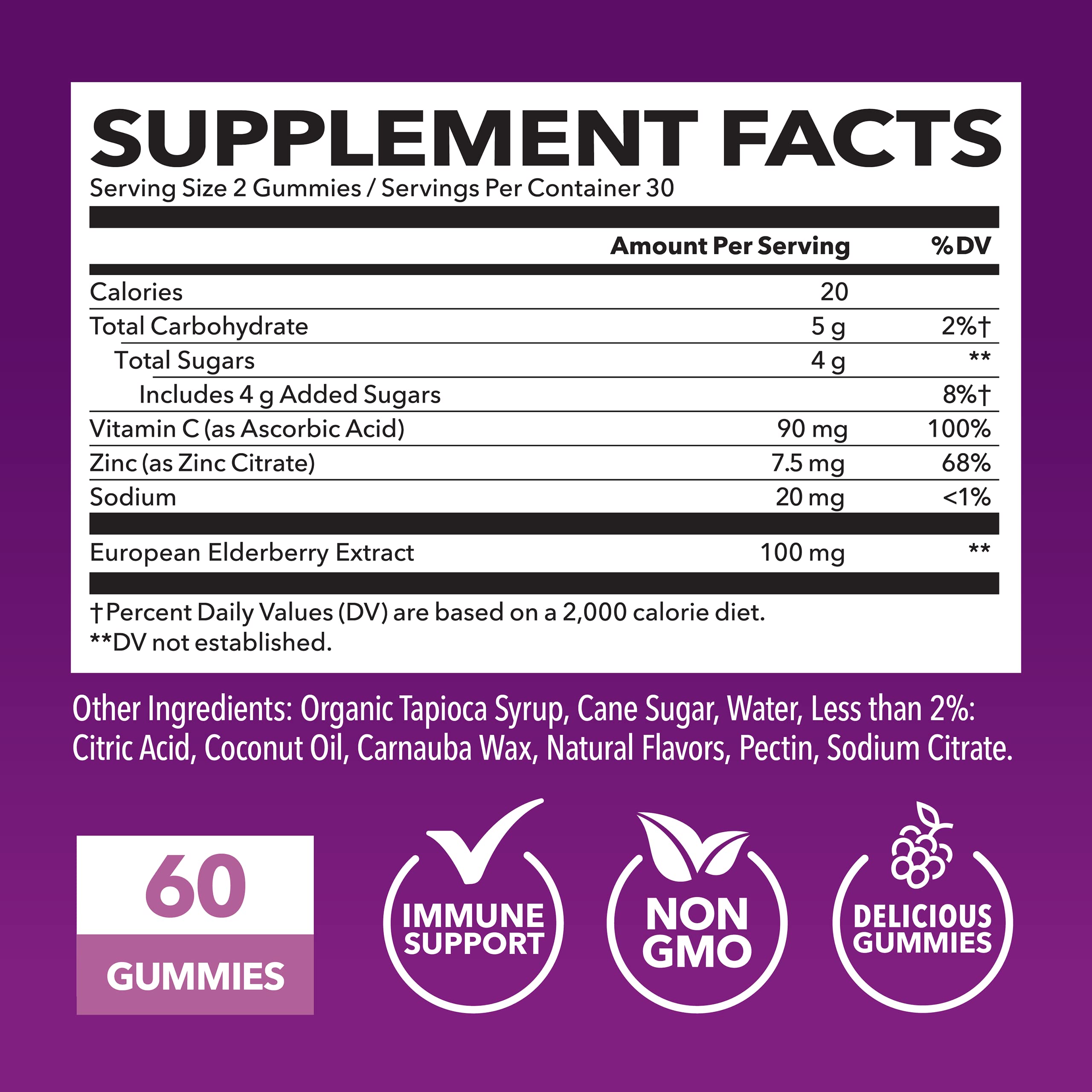 Gomme HAVASU Nutrition au sureau, vitamine C et zinc, soutien quotidien possible