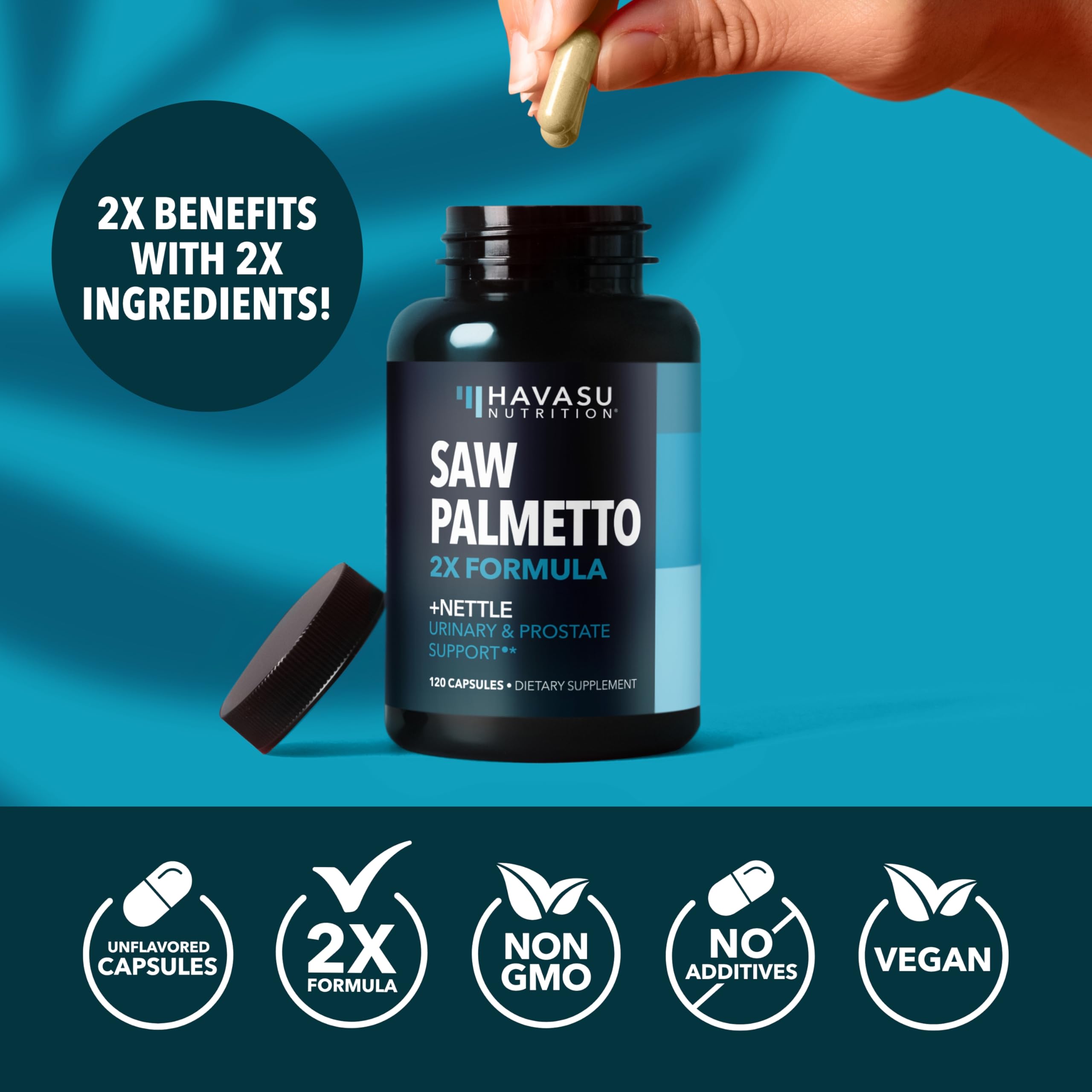 Goût neutre HAVASU NUTRITION Saw Palmetto et Ortie