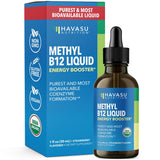 Gouttes HAVASU NUTRITION B12 méthylcobalamine en bouteille pour absorption supérieure.