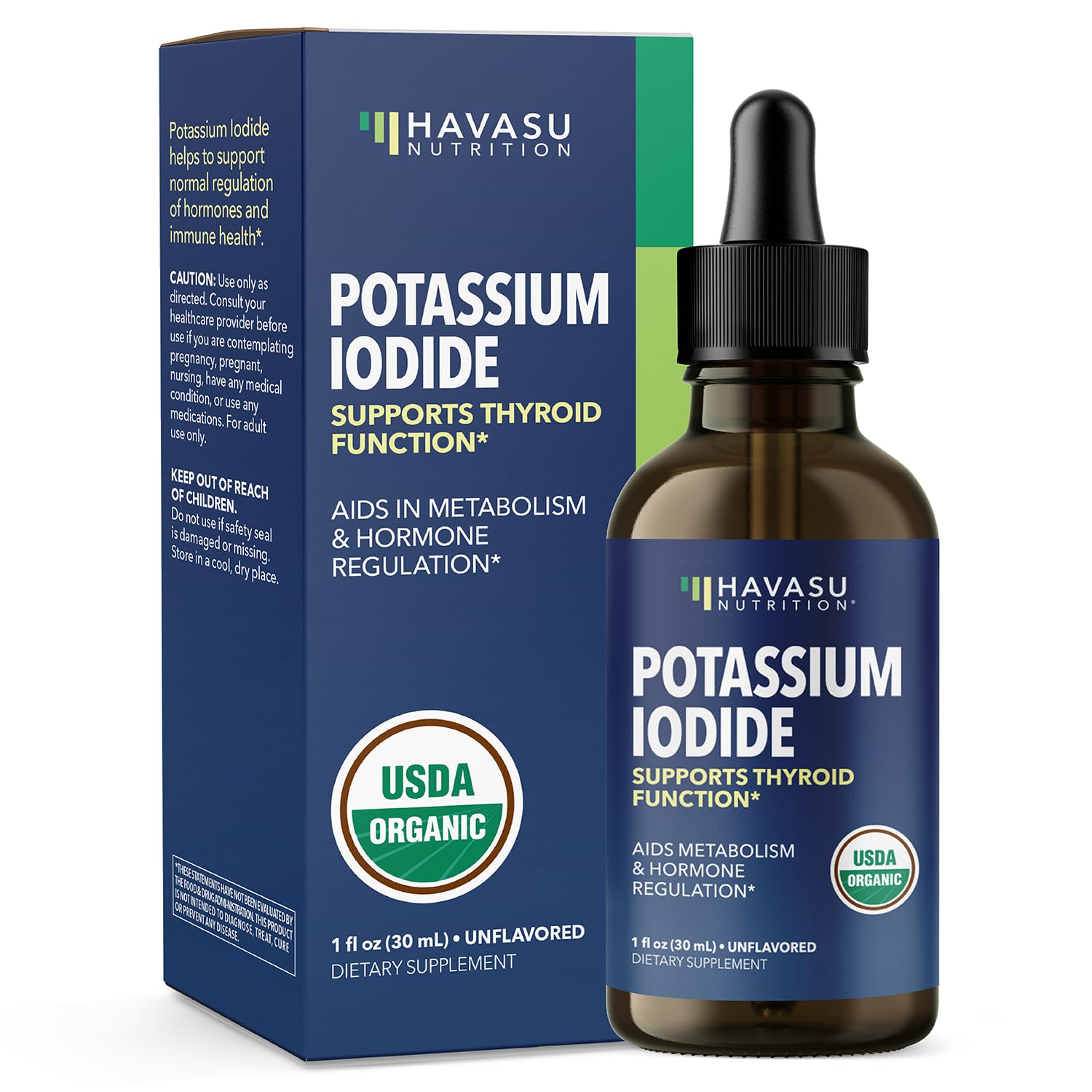 Gouttes d'iode HAVASU NUTRITION en flacon – soutien thyroïdien quotidien.
