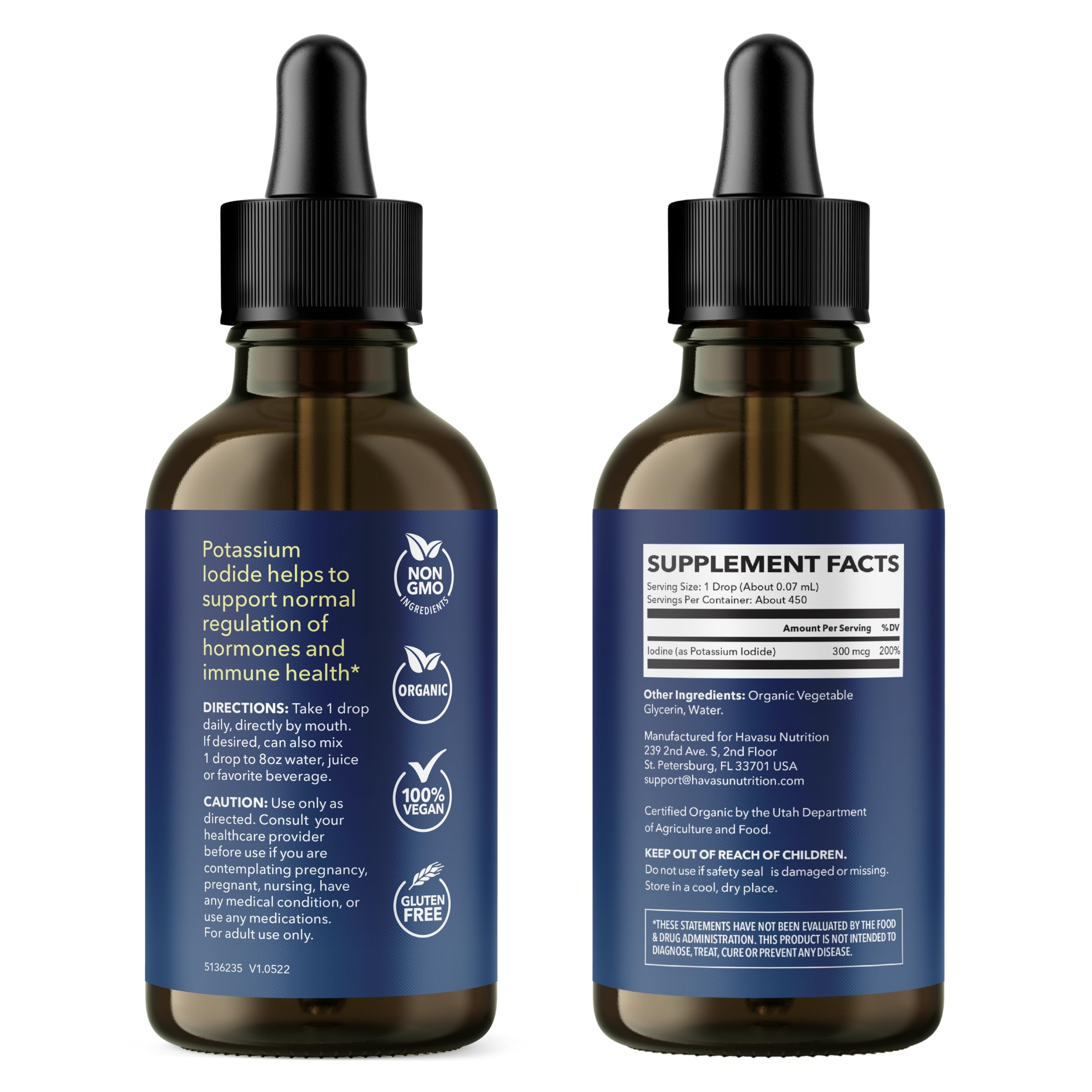 Gouttes HAVASU NUTRITION – soutien possible à la thyroïde et hormones.