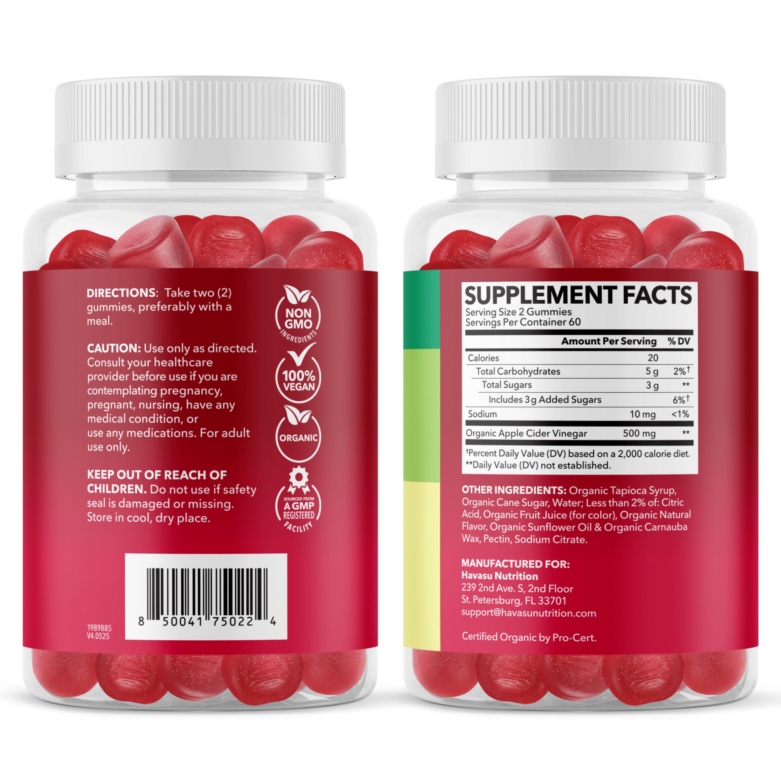 Gommes ACV HAVASU NUTRITION, alternative pratique au vinaigre liquide.