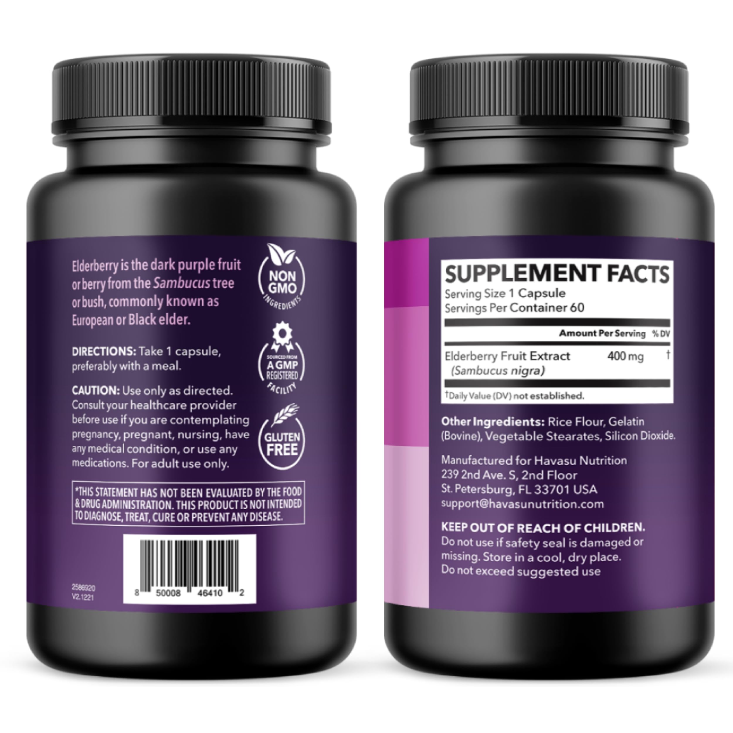 Habitude quotidienne Sureau noir HAVASU NUTRITION, formulation végétarienne et sans OGM.