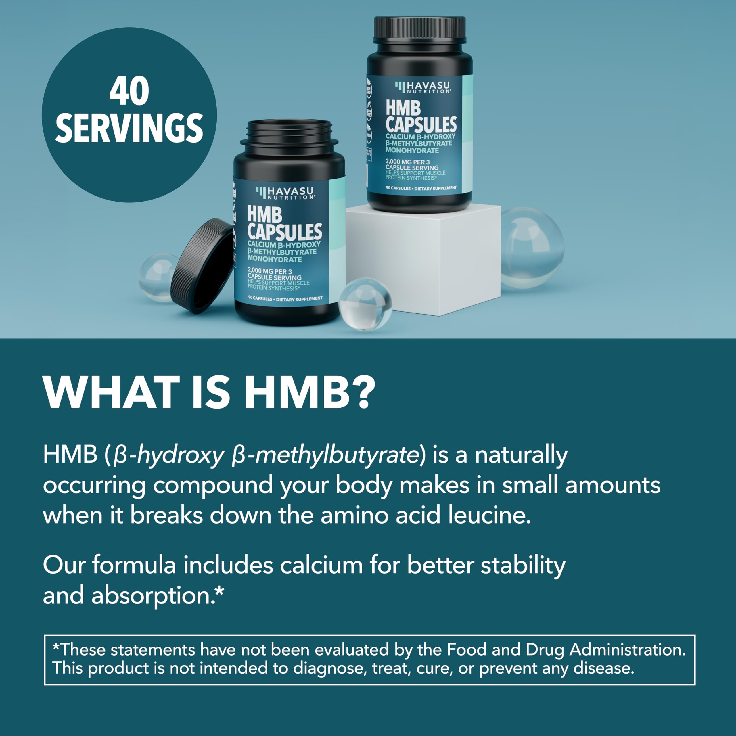 Capsules HAVASU NUTRITION HMB avec repas, mode d'emploi pratique.