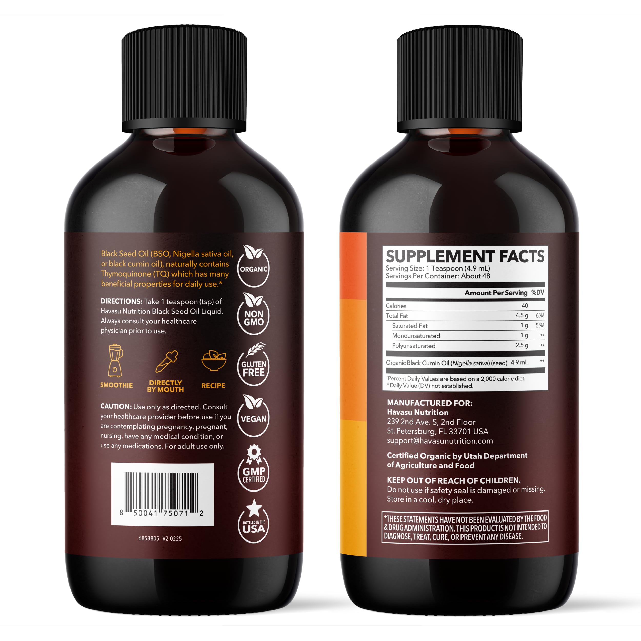 Huile nigelle HAVASU NUTRITION usage cuisine: ingrédient neutre pour recettes