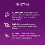Ingrédients sureau, vitamine C et zinc pour l'équilibre HAVASU Nutrition