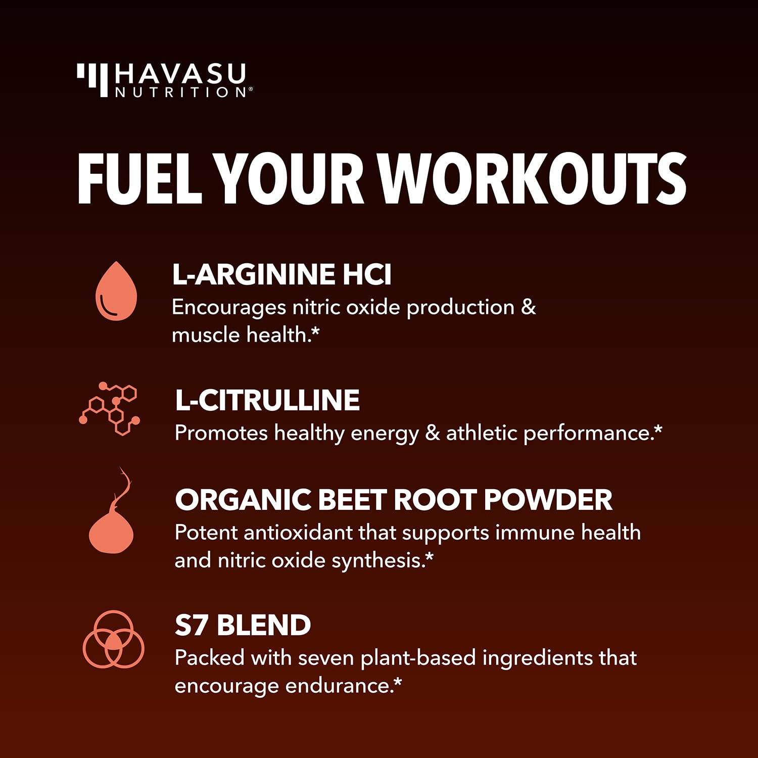 L-Arginine HAVASU NUTRITION avec cuillère doseuse, mesure pratique.