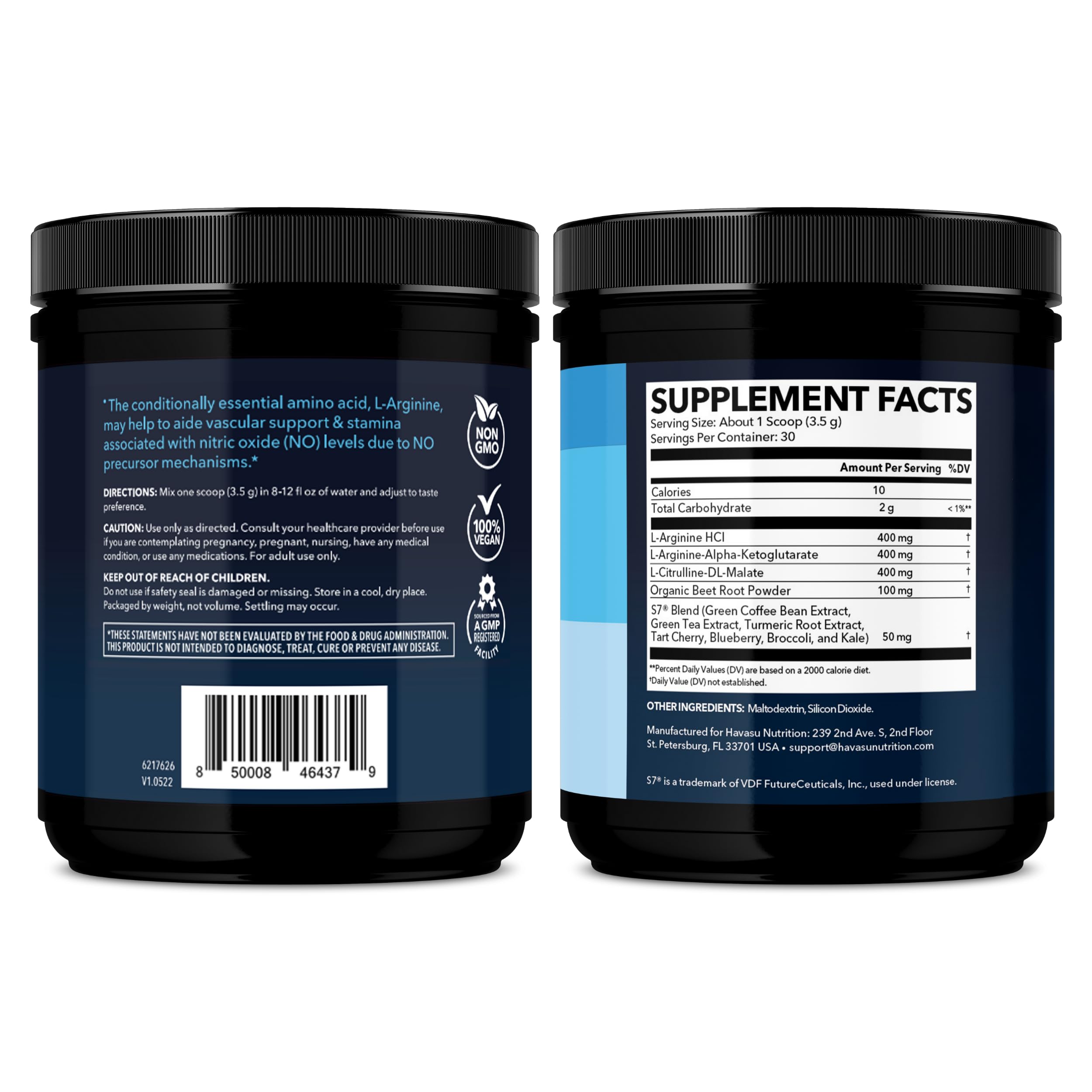 Dose quotidienne HAVASU NUTRITION L-Arginine poudre, pratique et discrète pour votre routine.