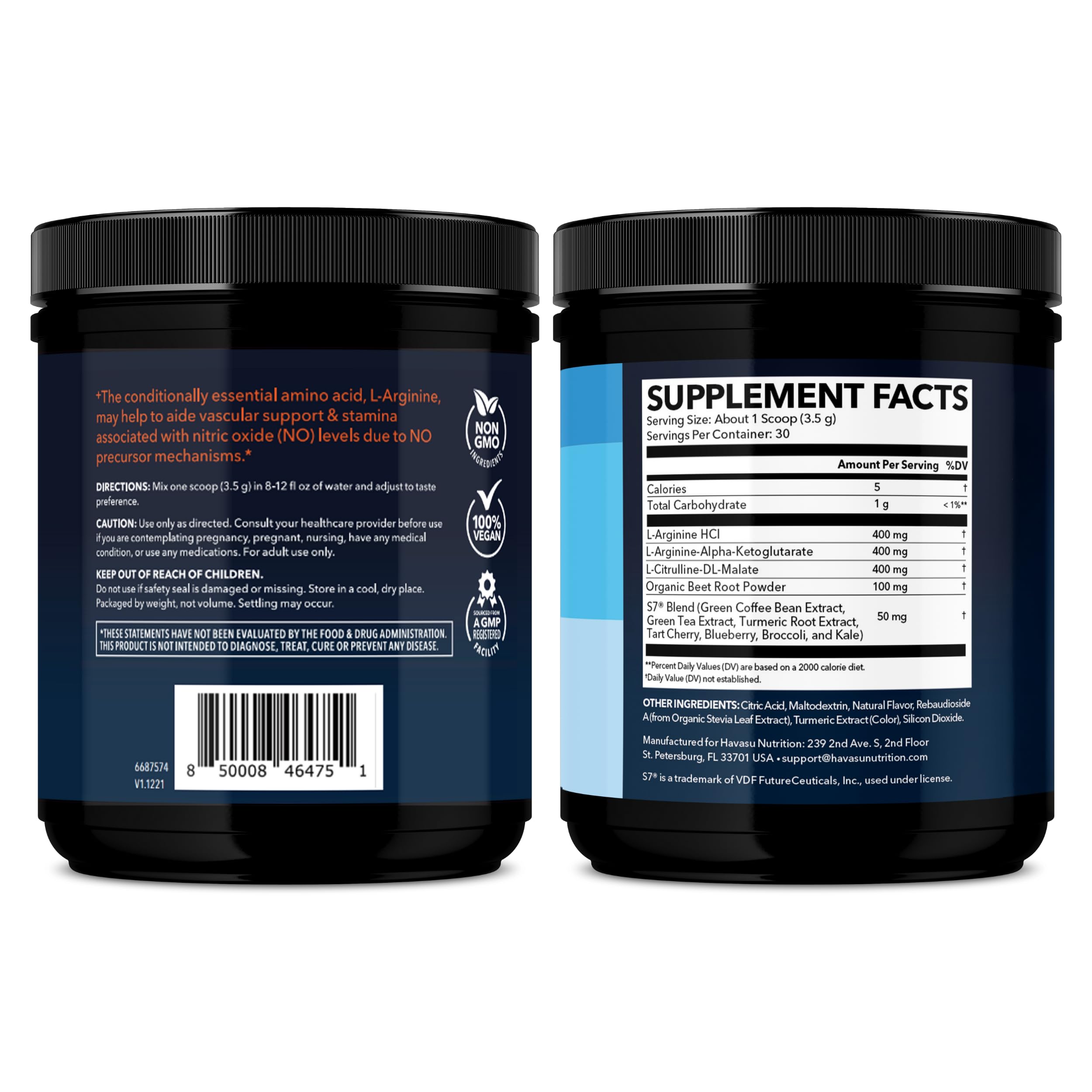 Poudre L-Arginine HAVASU NUTRITION pratique pour une routine quotidienne d’endurance.