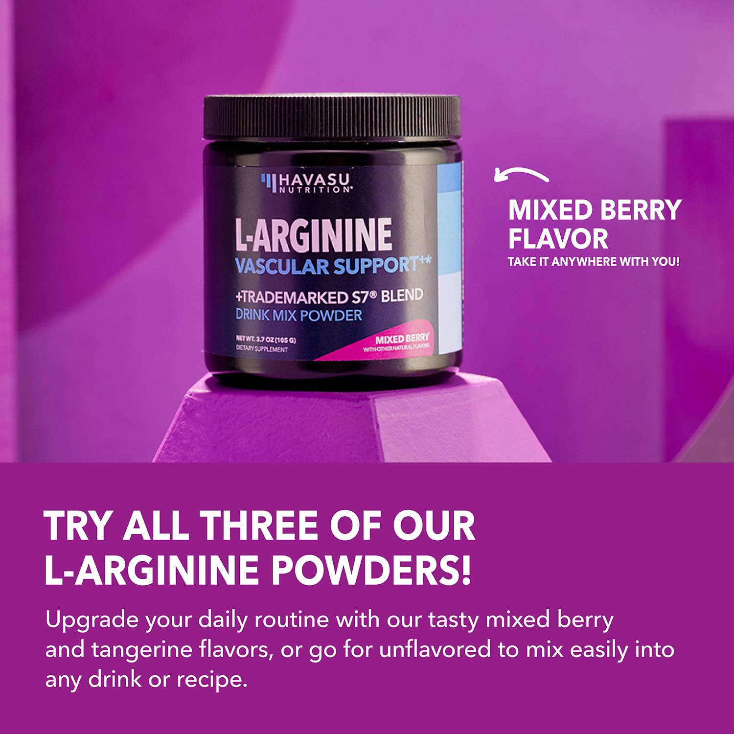 Ingrédients végan havasu-nutrition-l-arginine-poudre, étiquette claire.