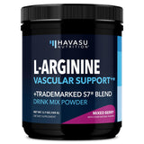 Bouteille havasu-nutrition-l-arginine-poudre saveur framboise prête pour l'entraînement.