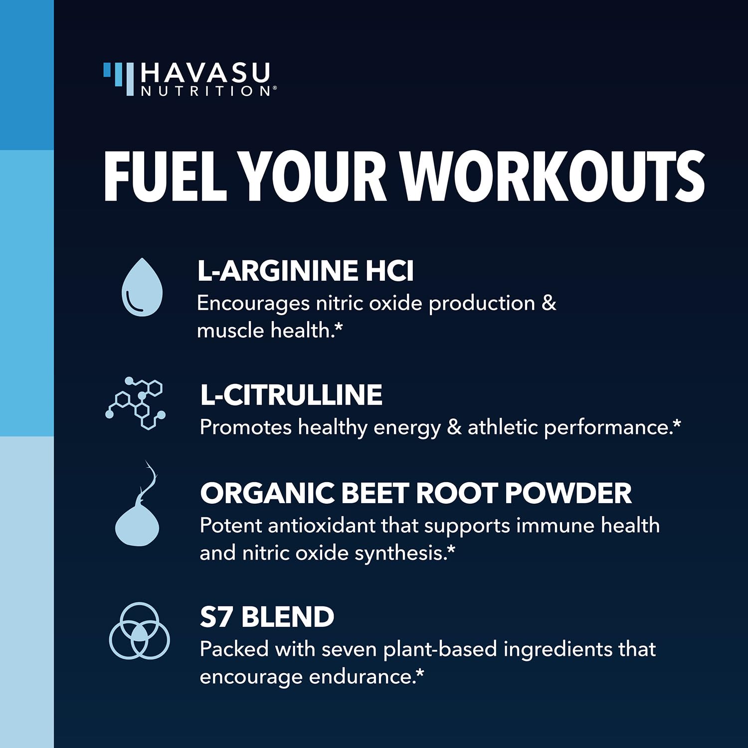 Post-entraînement HAVASU NUTRITION L-Arginine, aide à la récupération après l’effort.