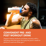 Poudre pré-entraînement HAVASU NUTRITION L-Arginine mélange facile dans une boisson.