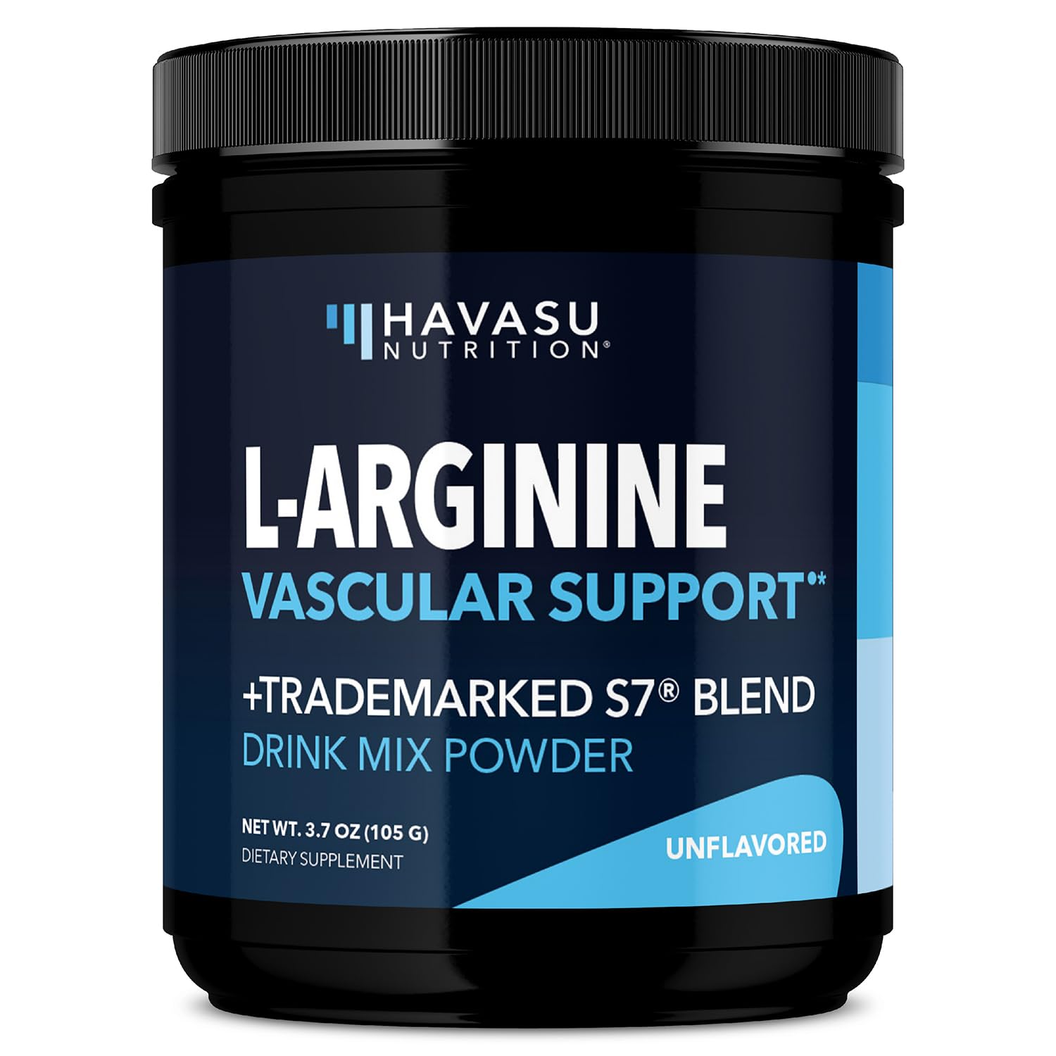Poudre L-Arginine HAVASU NUTRITION sans arôme, prête à être mélangée dans une boisson.