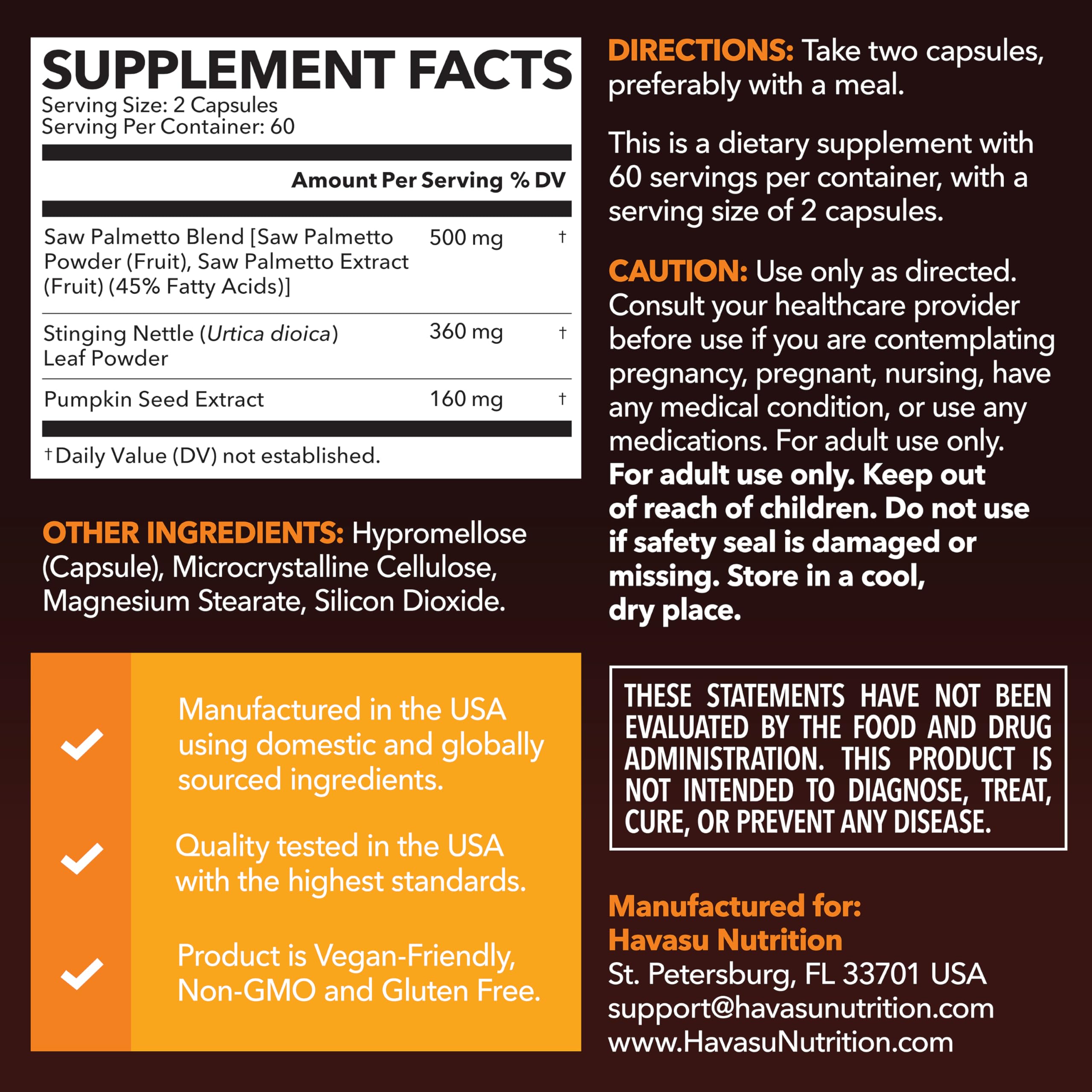 Bouteille HAVASU NUTRITION avec racine d’ortie, confort urinaire potentiel.
