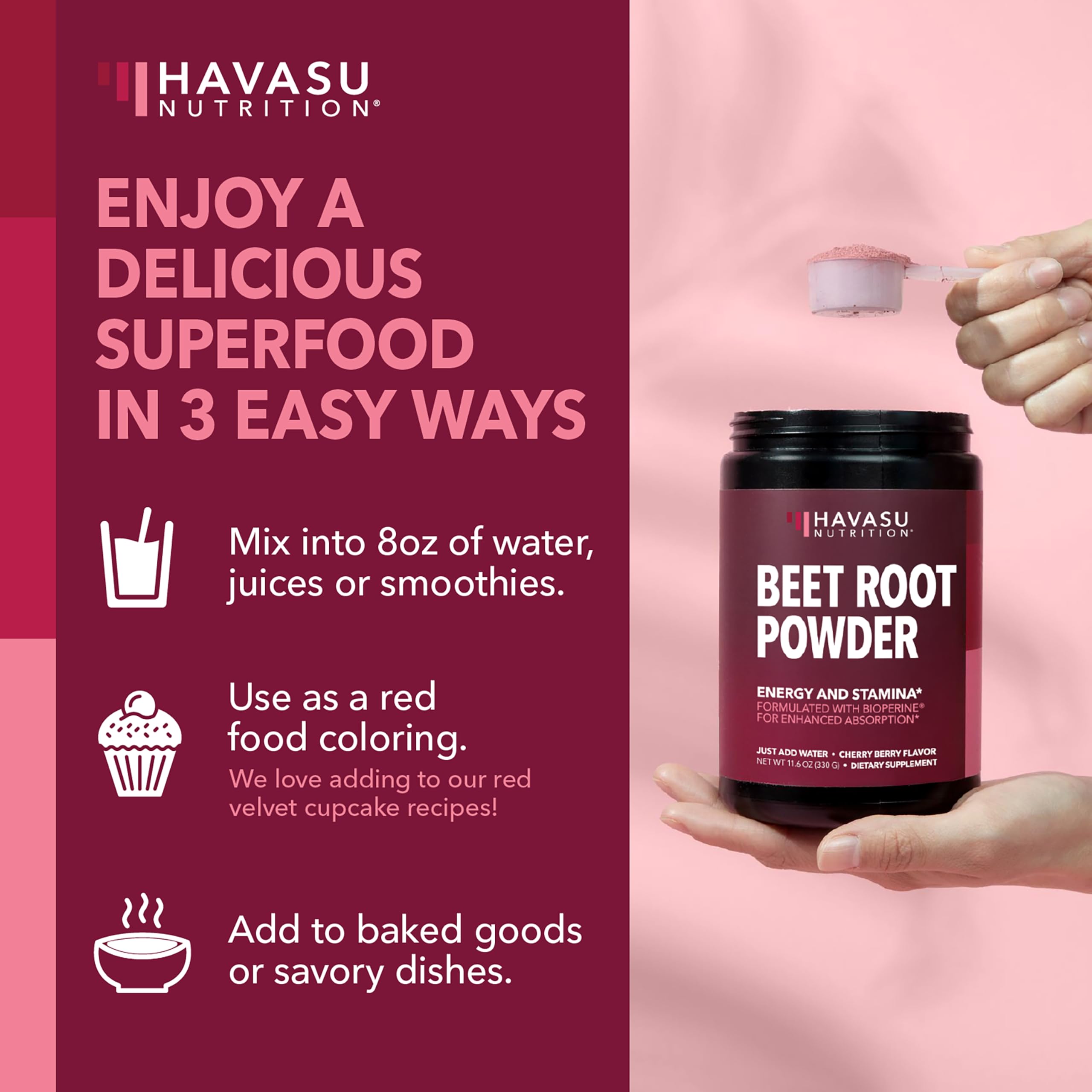 Poudre betterave bio HAVASU Nutrition, pureté et qualité contrôlées