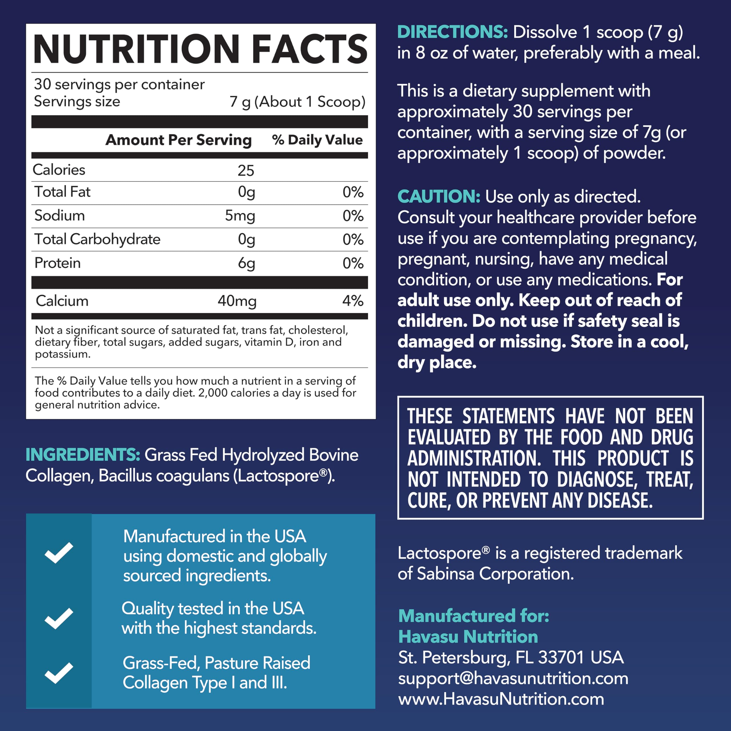Poudre collagène HAVASU Nutrition dans un café, sans arôme