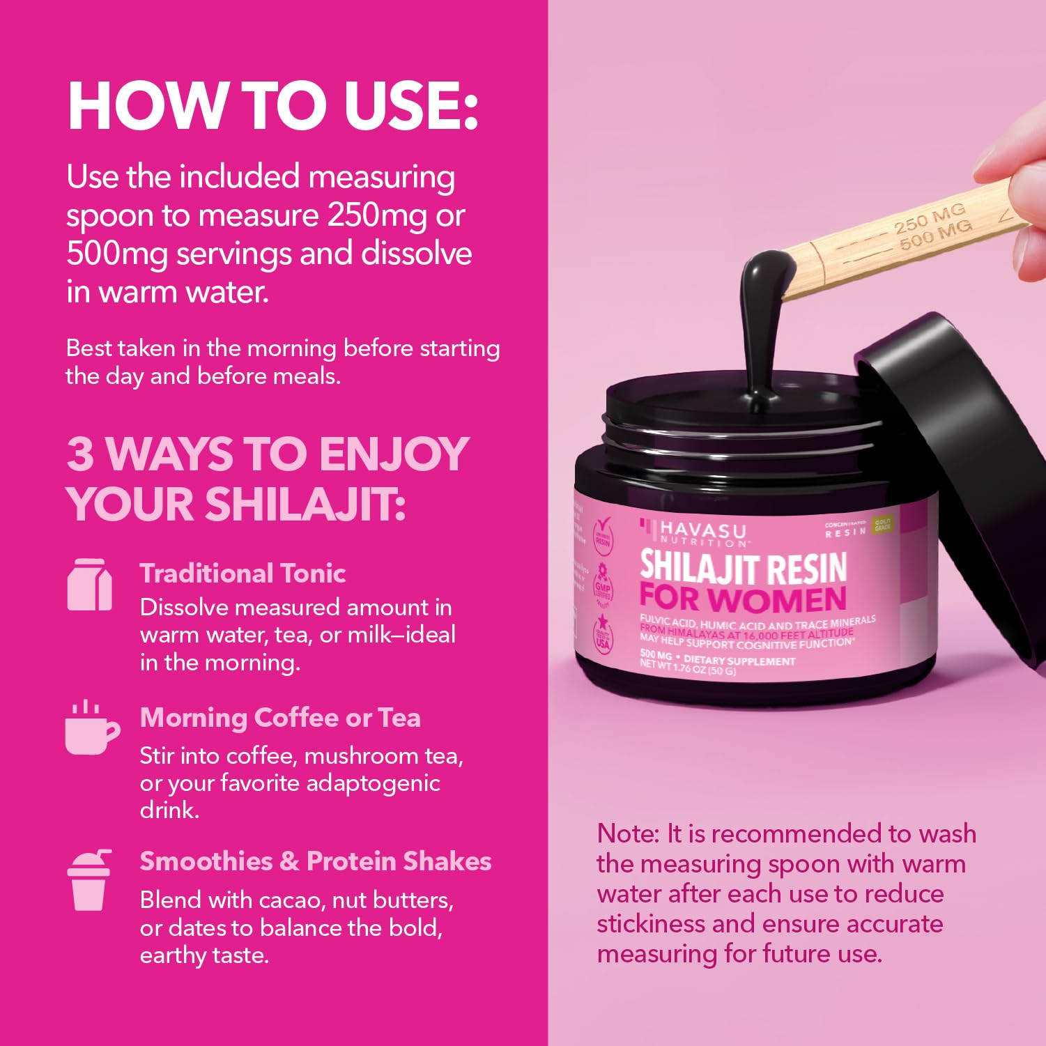Intégration facile dans thé, café ou smoothie avec HAVASU Shilajit