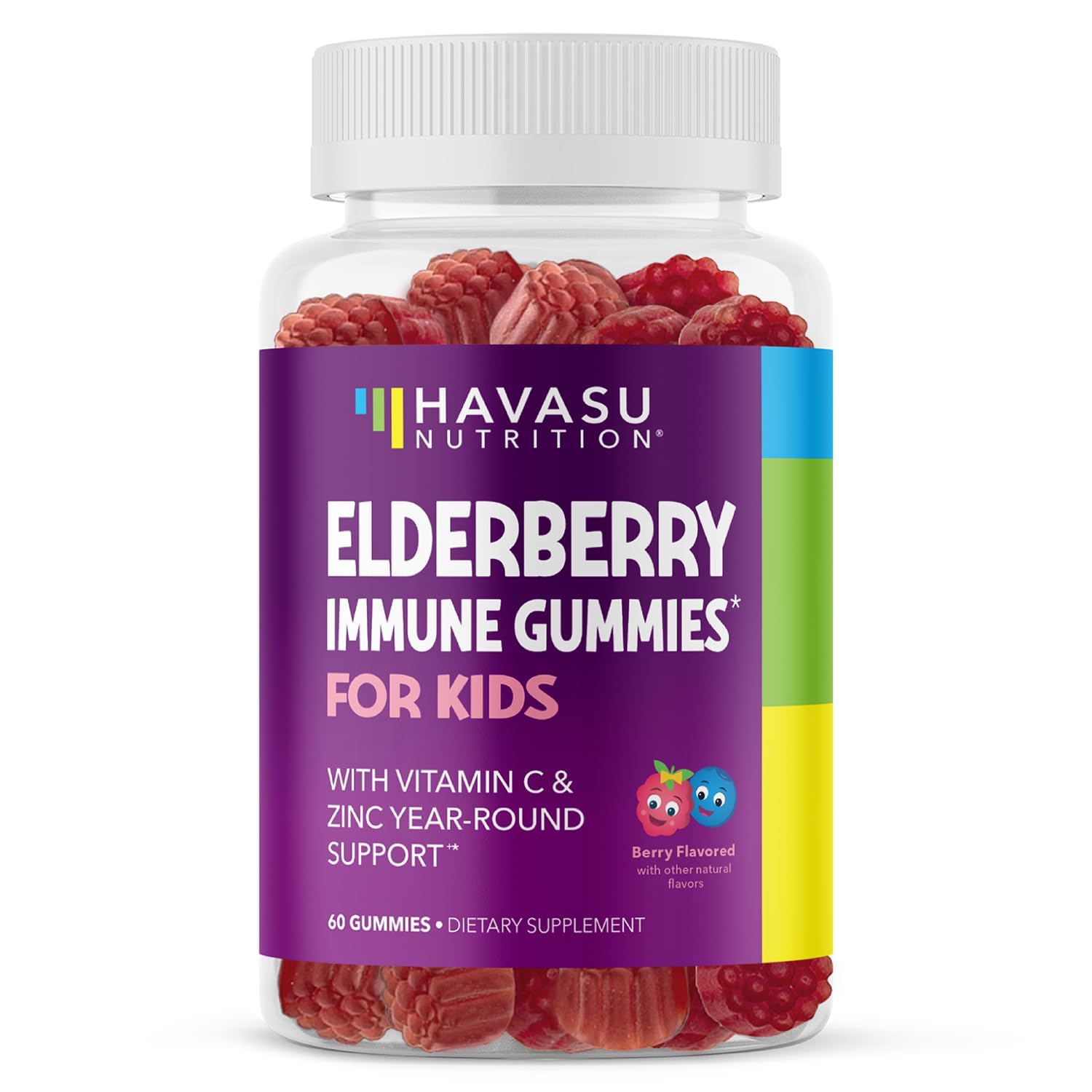 Gommes Havasu Nutrition bouteille 60, soutien immunitaire potentiel pour enfants.