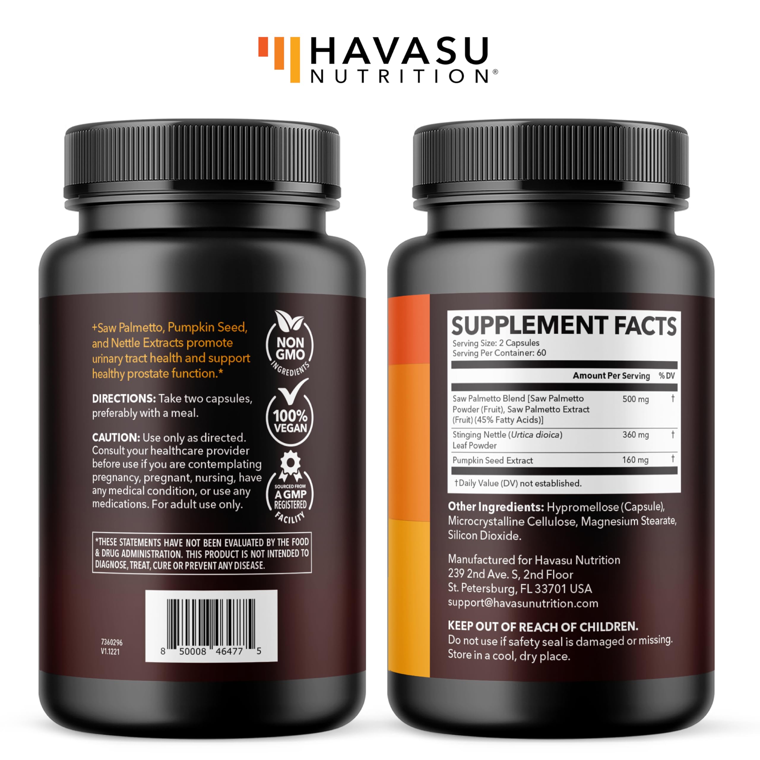 Capsules et flacon HAVASU NUTRITION adaptés à un mode de vie actif.