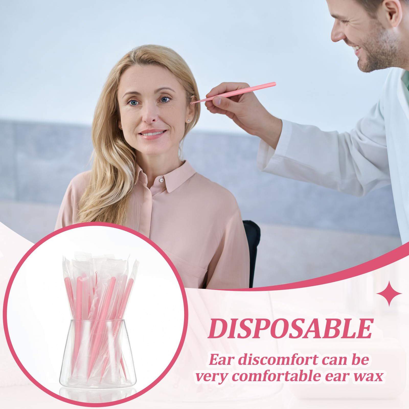Curette jetable rose Havawish, emballage individuel pour le domicile.