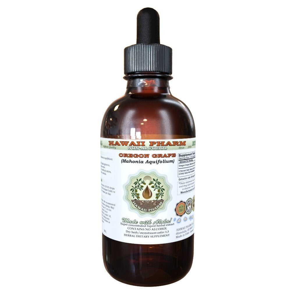 Hawaii Pharm Extrait Oregon Grape: bouteille sans alcool pour une utilisation quotidienne.
