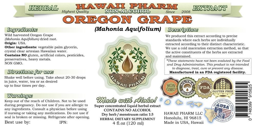 Hawaii Pharm Extrait Oregon Grape: emballage écoresponsable et pratique pour stocker durablement.
