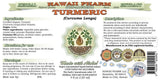 Hawaii Pharm Turmeric glycerite sans alcool, étiquette claire facilitant la traçabilité