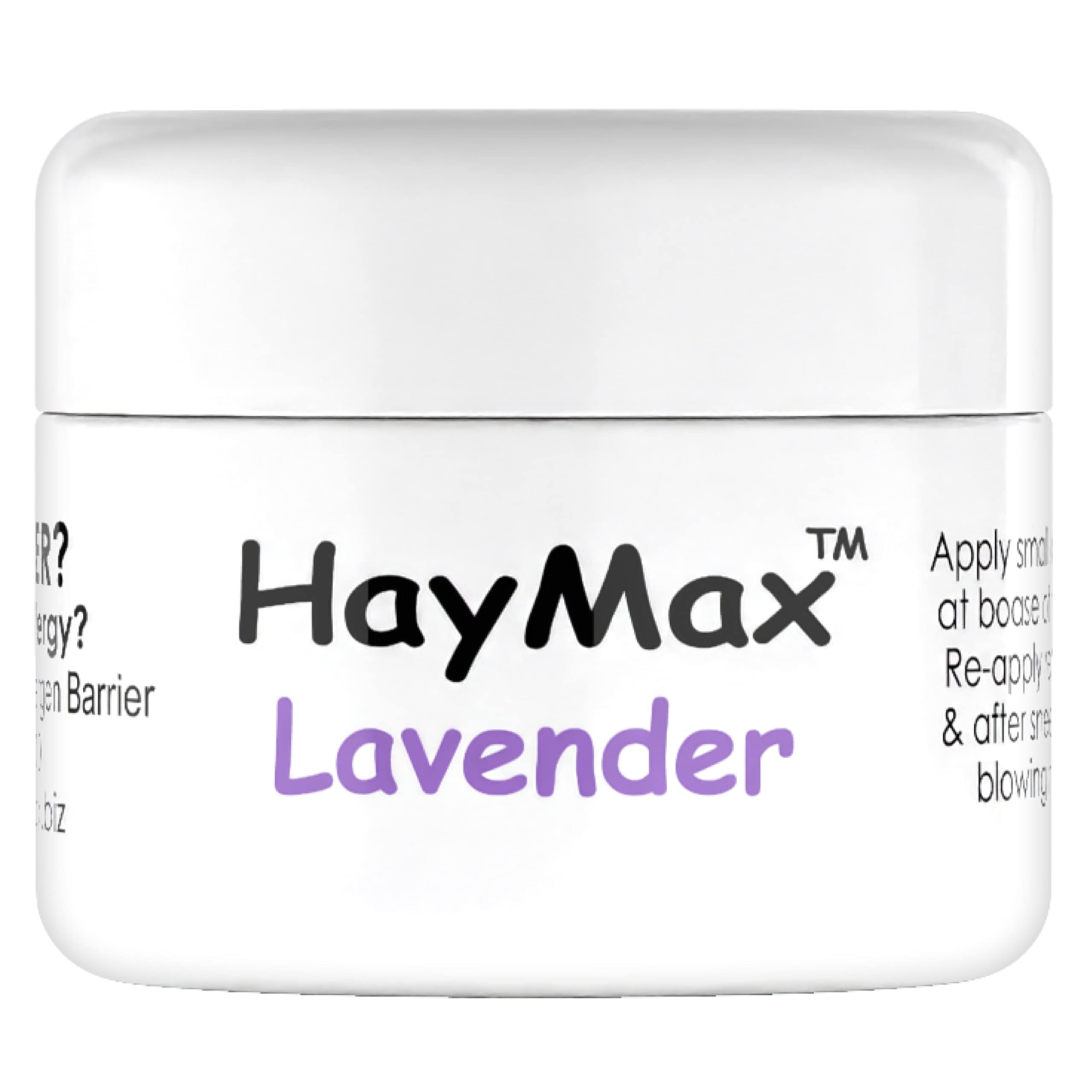 Emballage biologique HayMax Lavande Barrière Balm, respectueux de l’environnement.