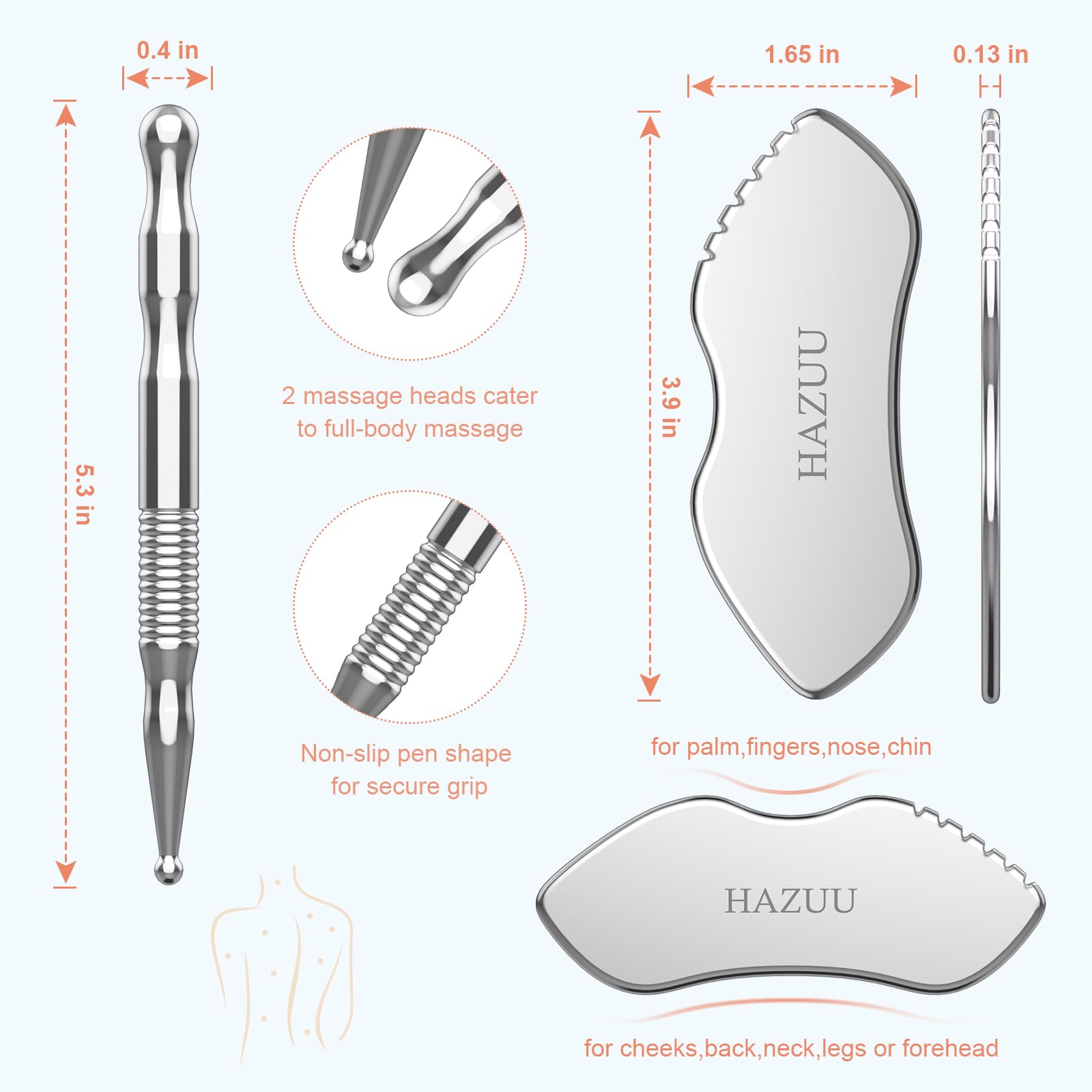 HAZUU gua sha pour le cou et le décolleté libère les tensions et la raideur.