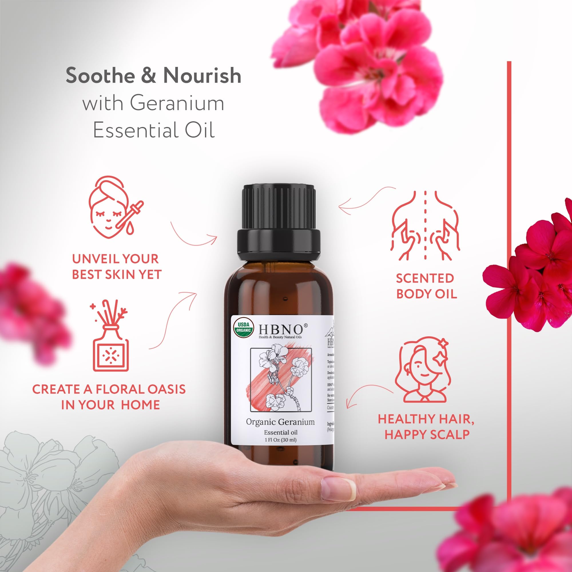 HBNO Géranium arôme floral doux pour parfums faits maison.