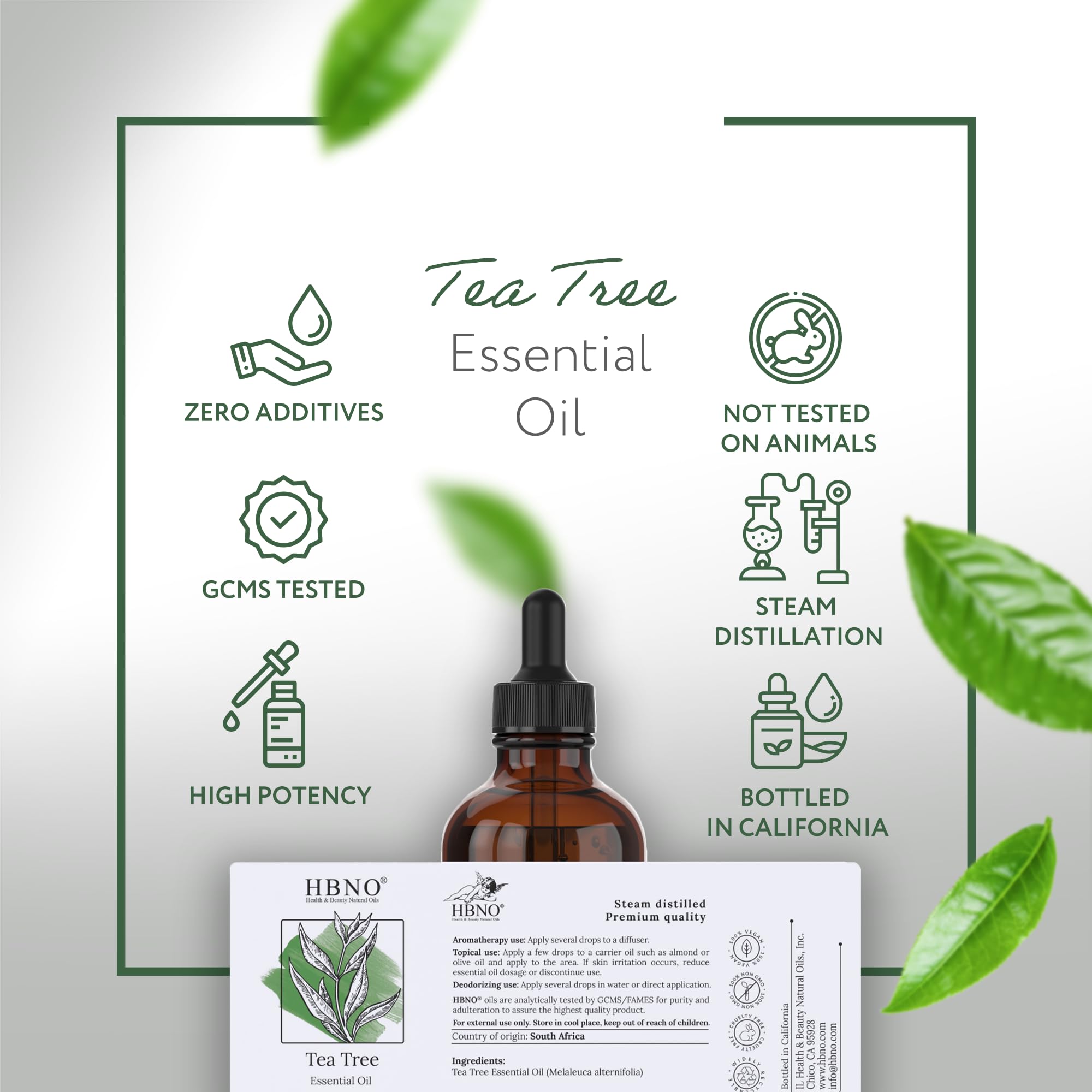 HBNO huile arbre à thé – soin capillaire naturel et cheveux plus sains.