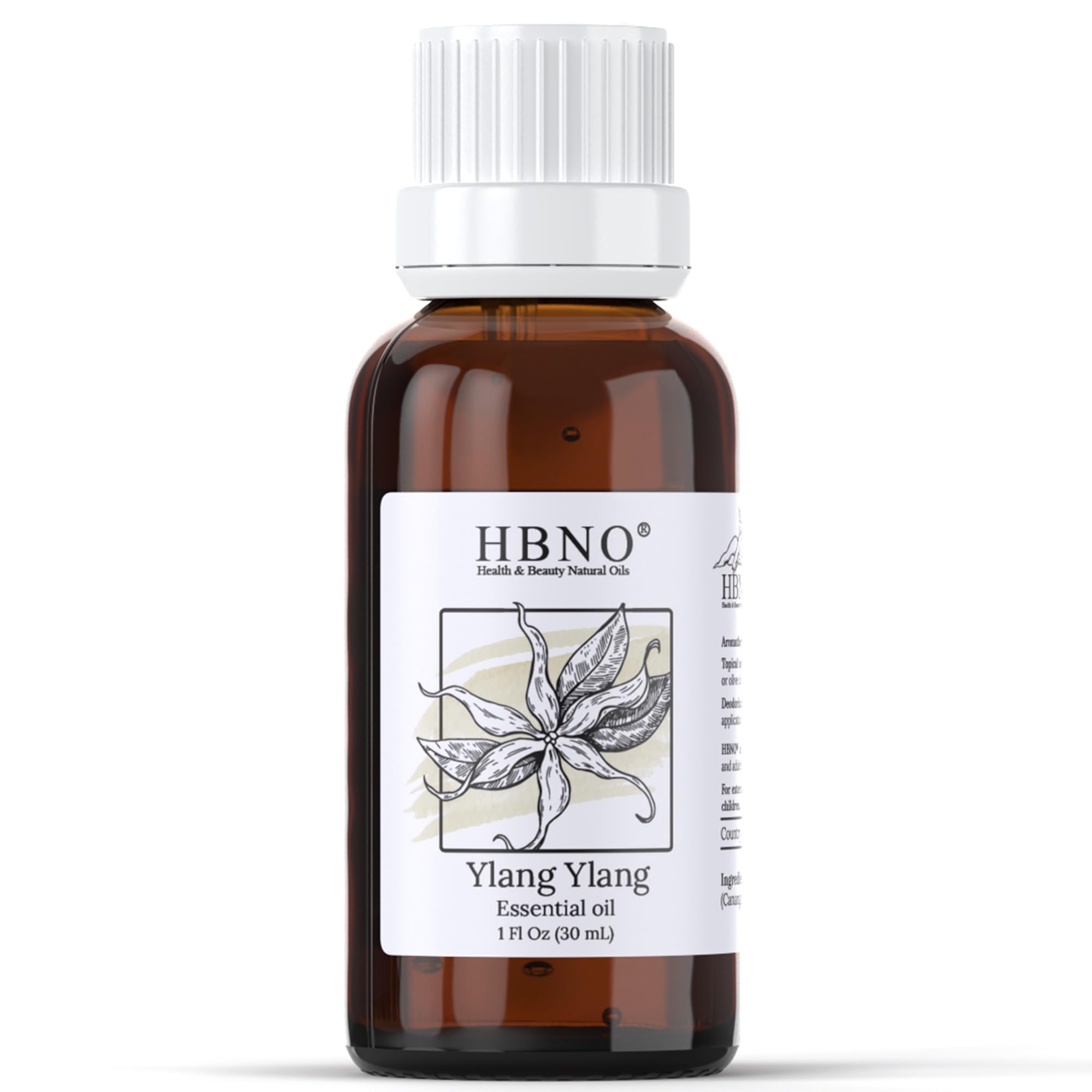 HBNO Ylang Ylang, bouteille ambrée : aromathérapie apaisante et parfum durable.