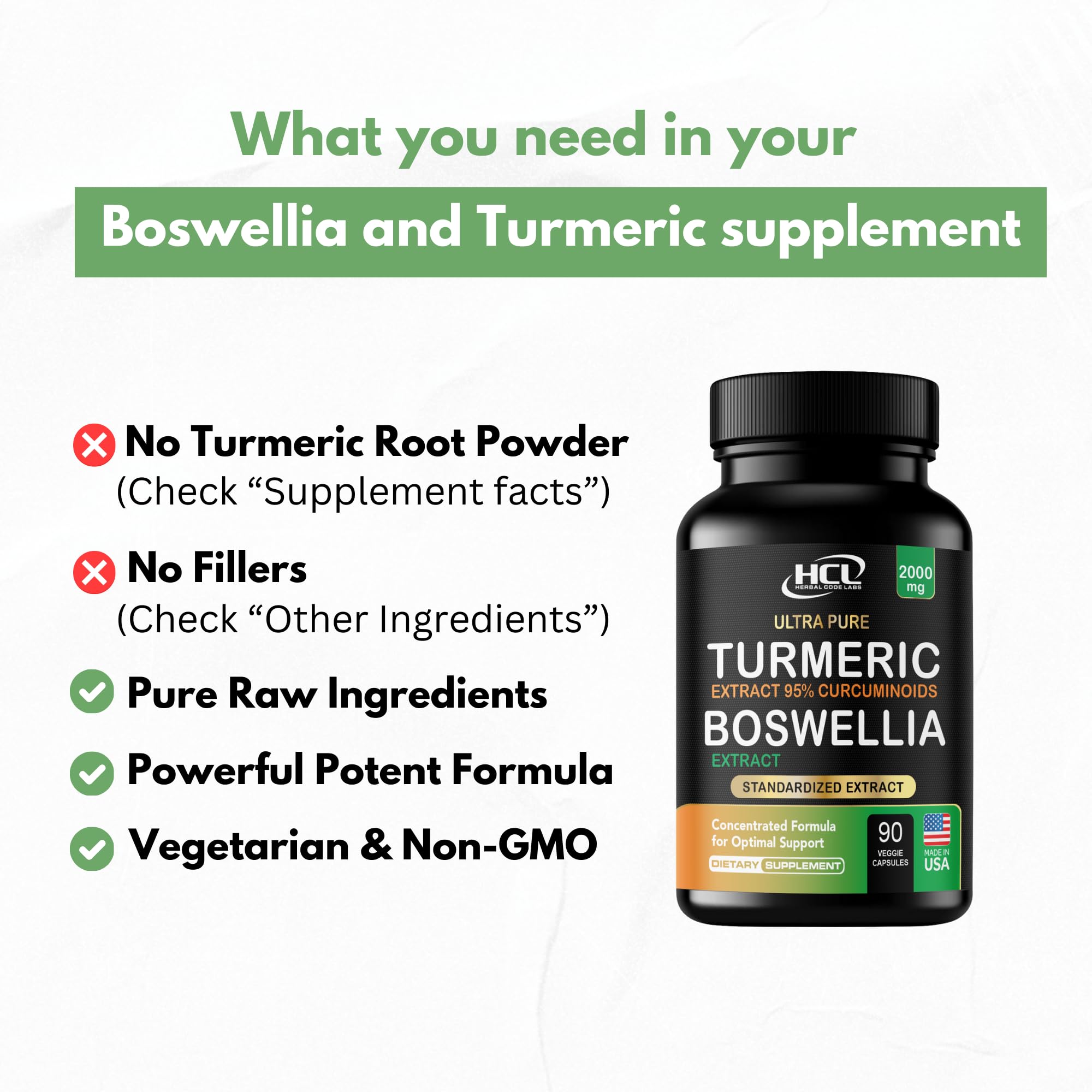 HCL Herbal Code Labs curcuma-boswellia : capsules prêtes à être intégrées à la routine bien-être.