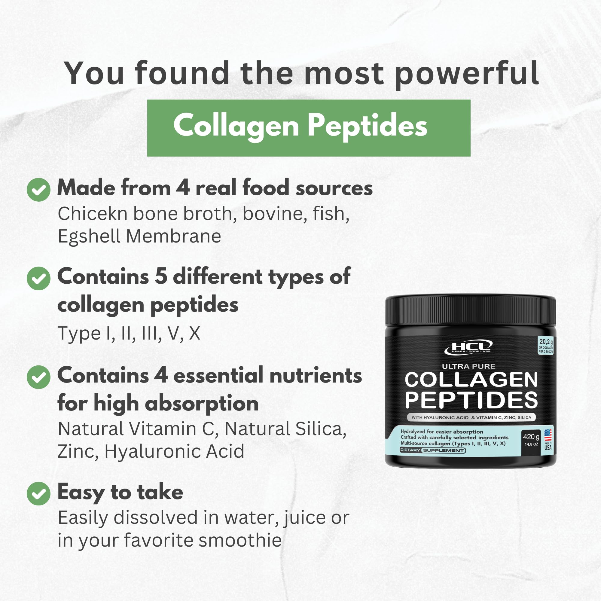 HCL Herbal Code Labs emballage clair sans agents de remplissage.